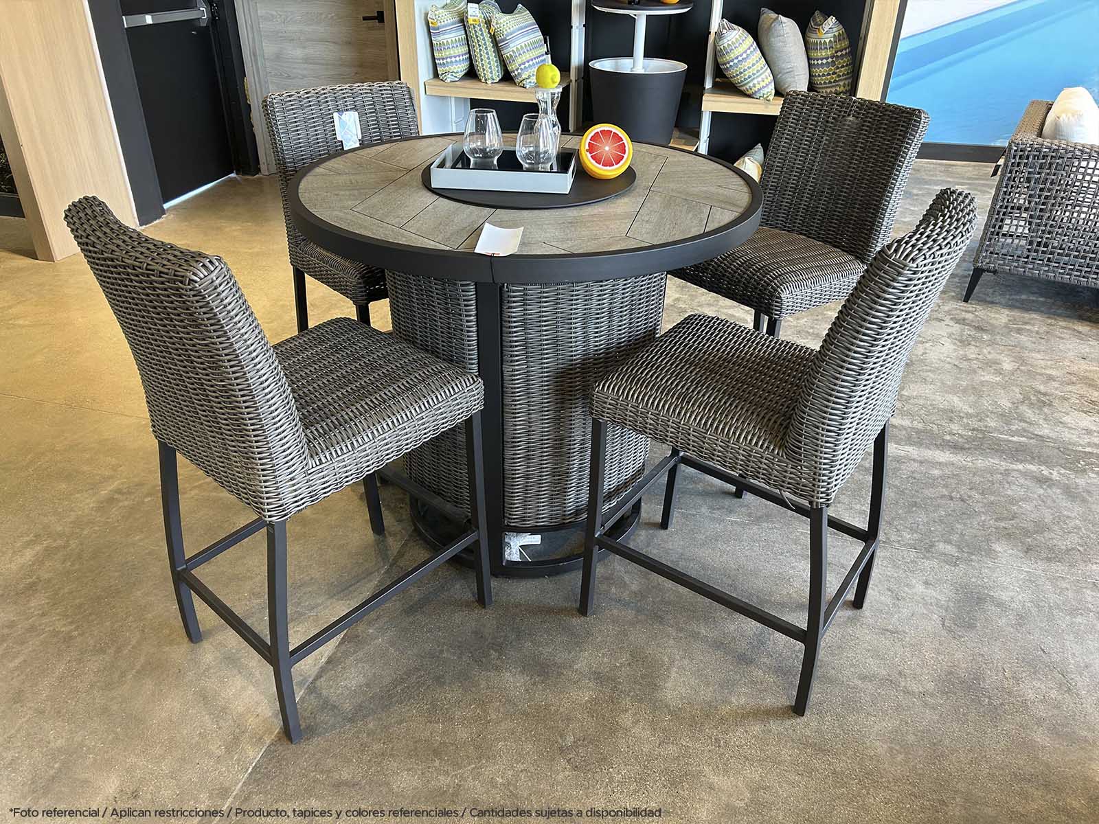 Bar Havana Outdoor Chocolate + 4 Taburetes