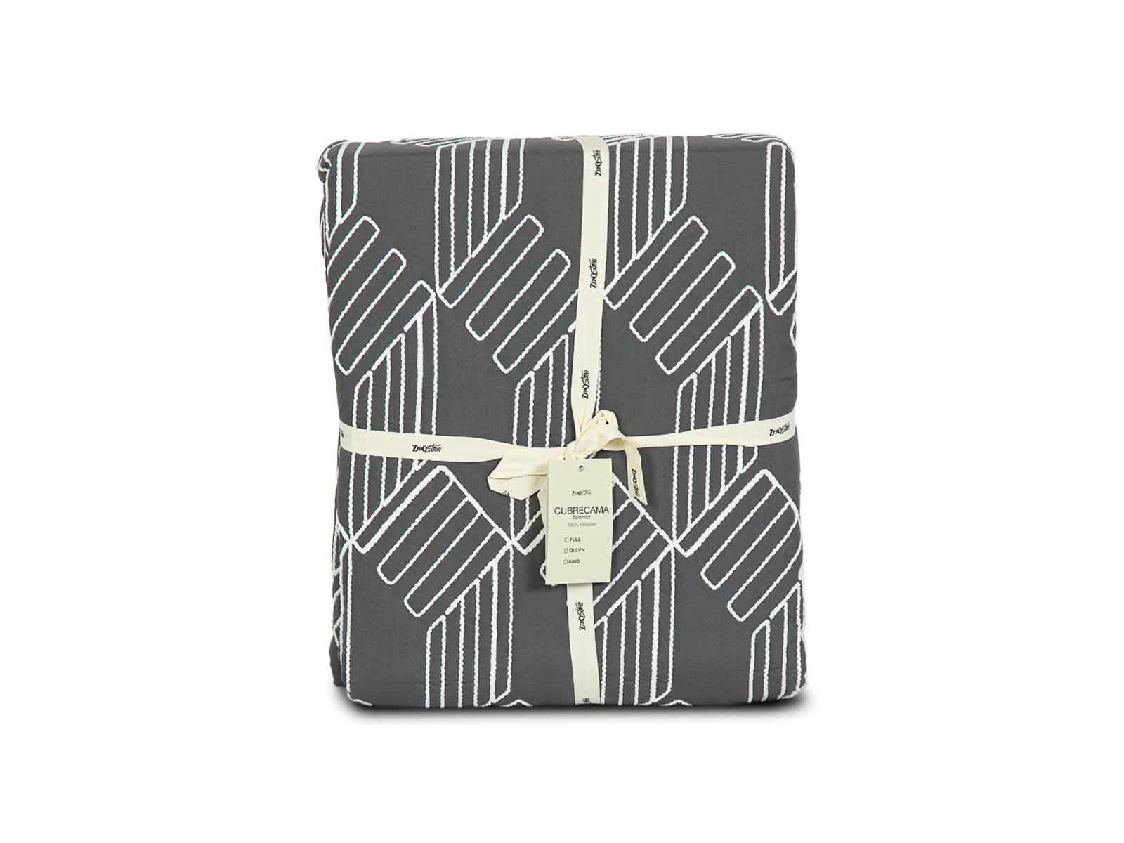 Cubrecama Splendor #Diseño_Gris con Rayas