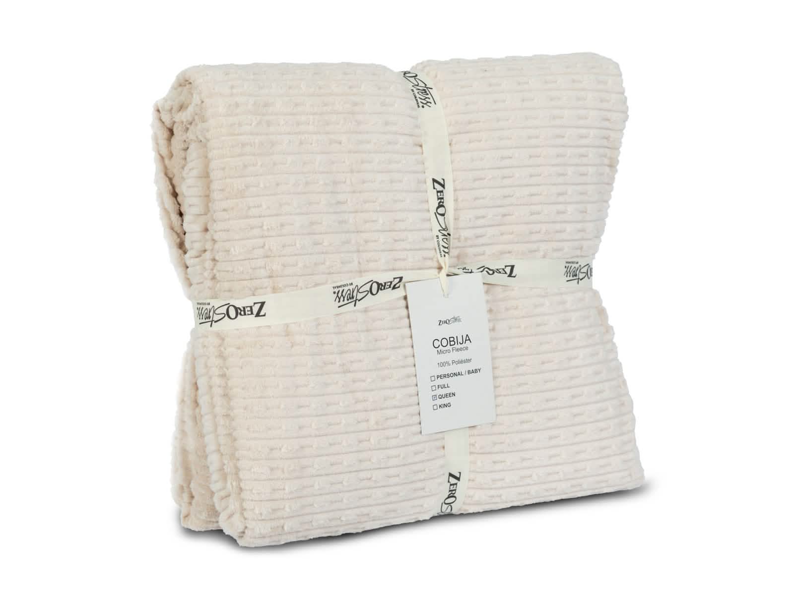 Cobija Glam Microfleece Lineas Texturizadas Queen #Color_Wheat