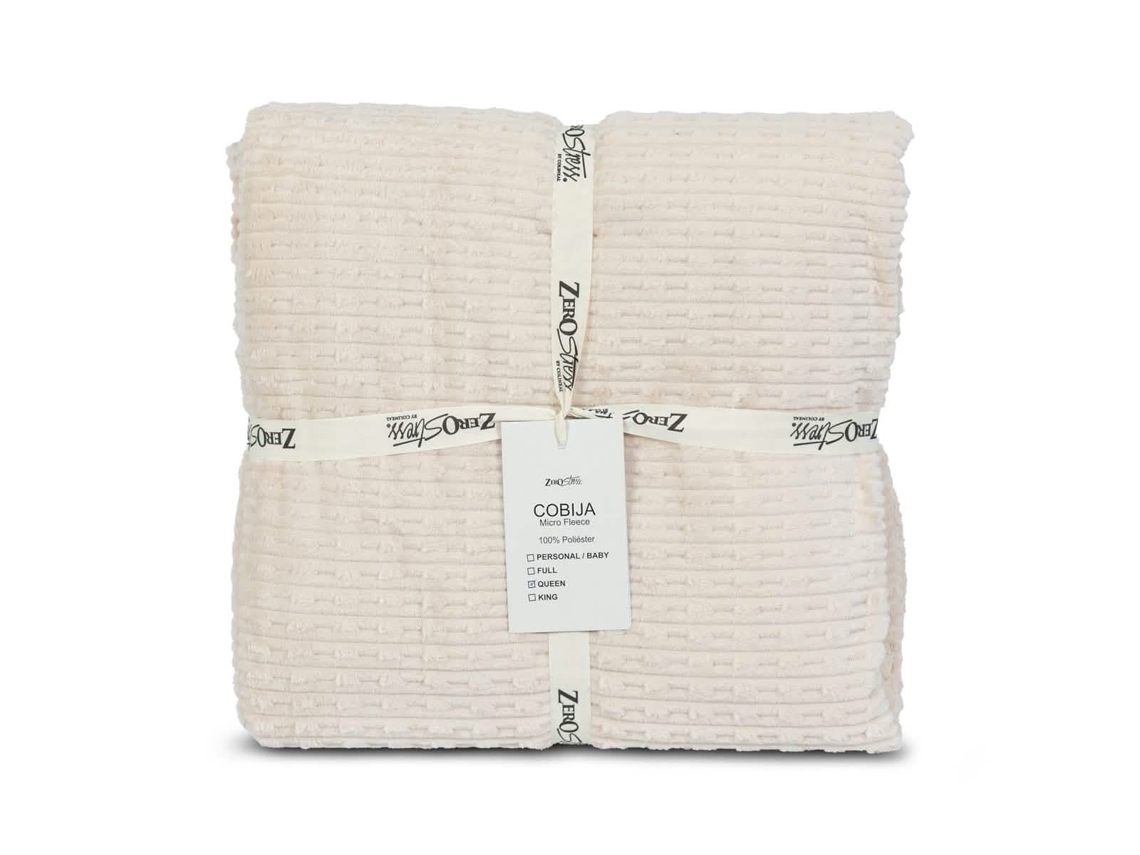 Cobija Glam Microfleece Lineas Texturizadas Queen #Color_Wheat