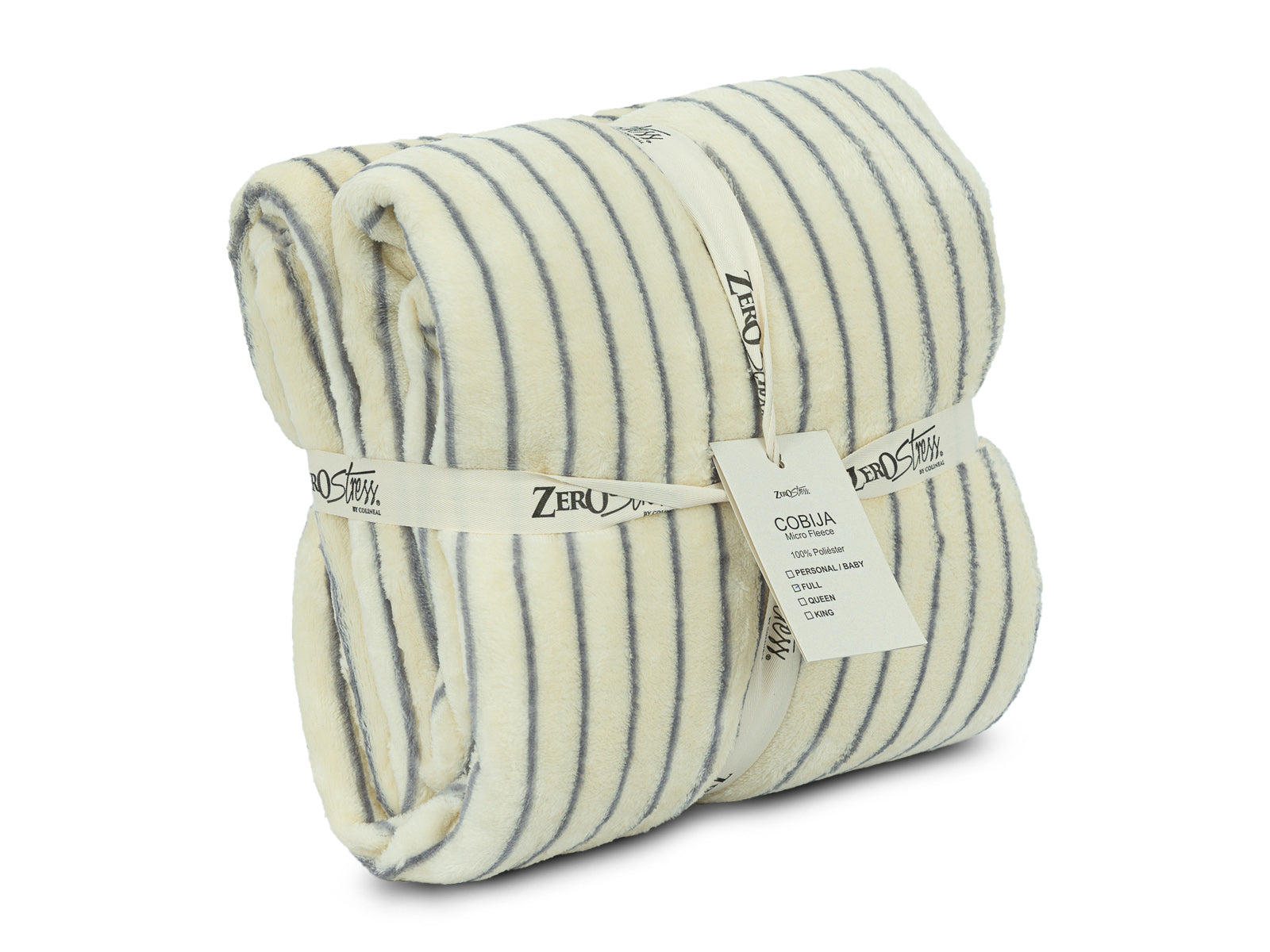 Cobija Glam Microfleece Full #Color_WhiteGrayStripes