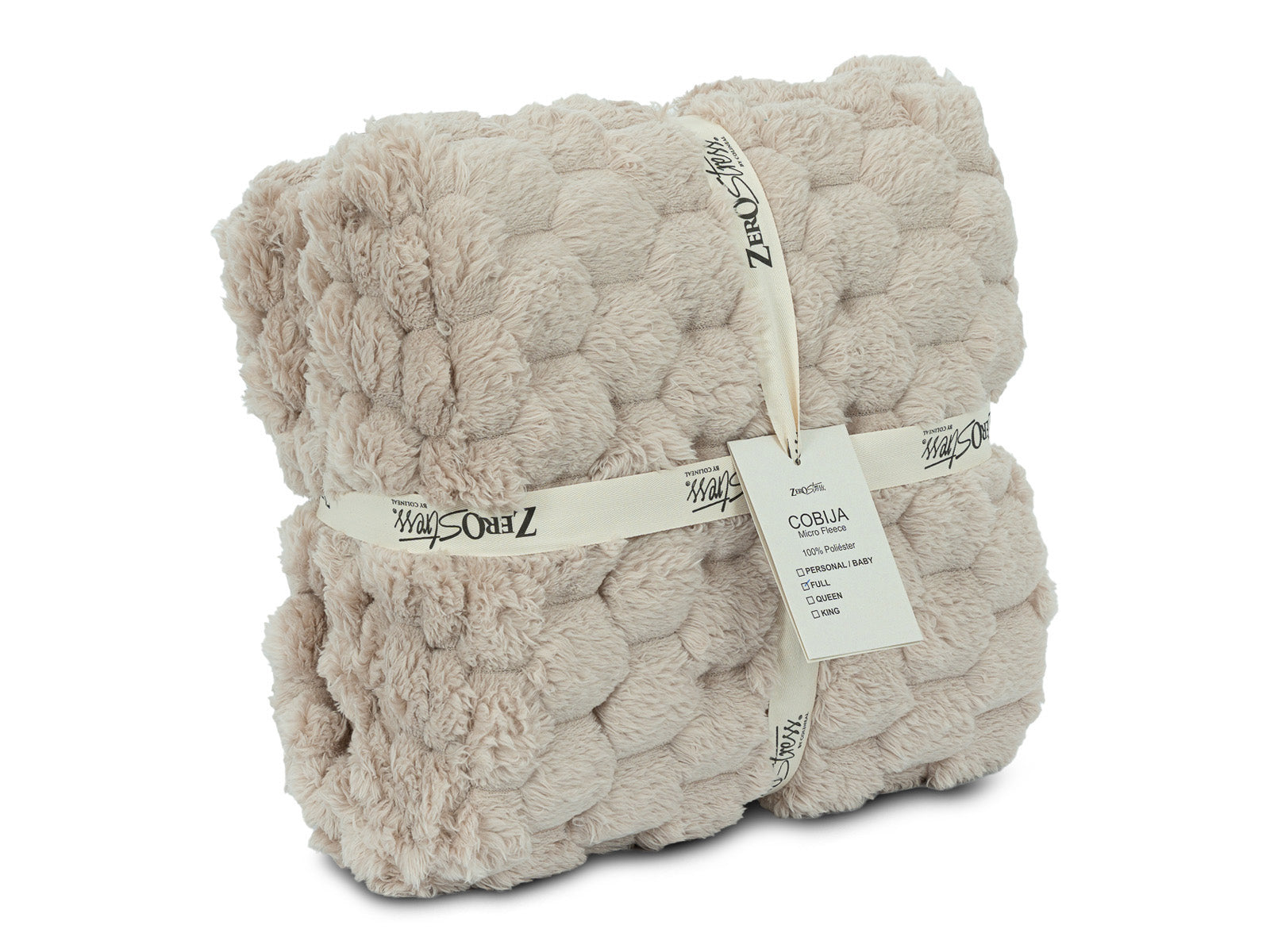 Cobija Glam Microfleece Full #Color_BeigeSquares