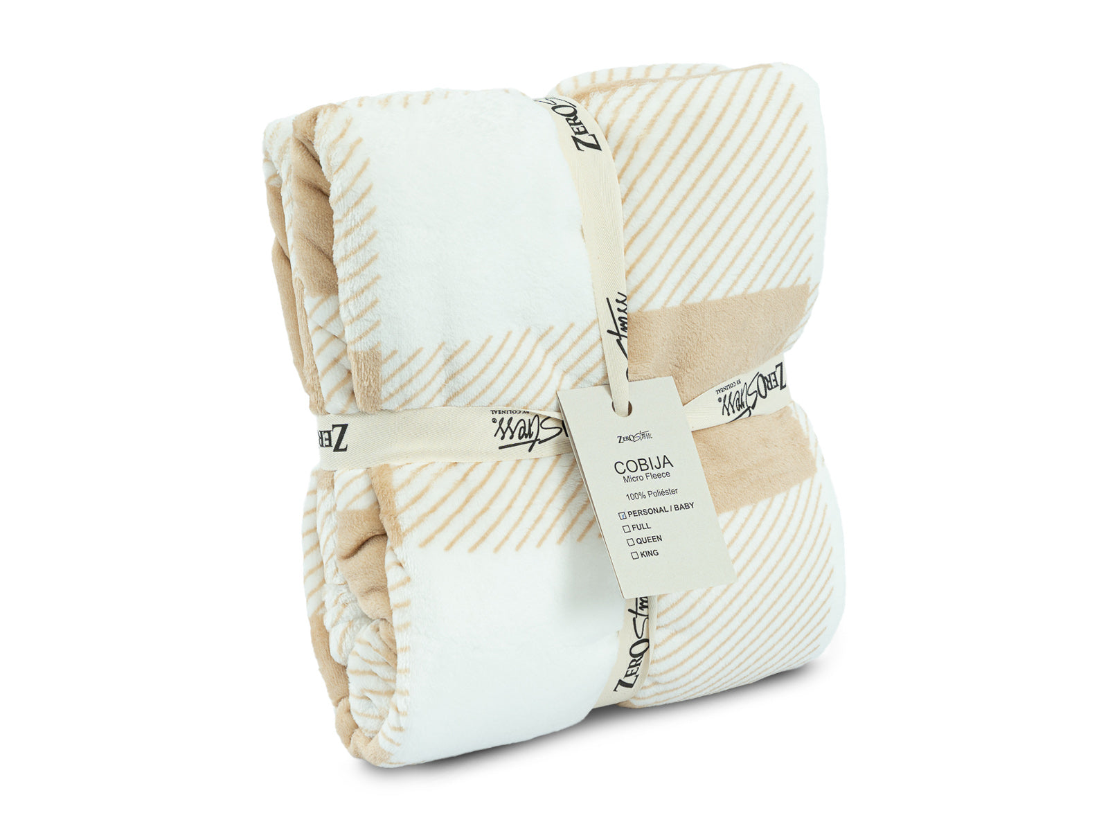 Cobija Glam Microfleece Personal #Color_WhiteBrownSquares