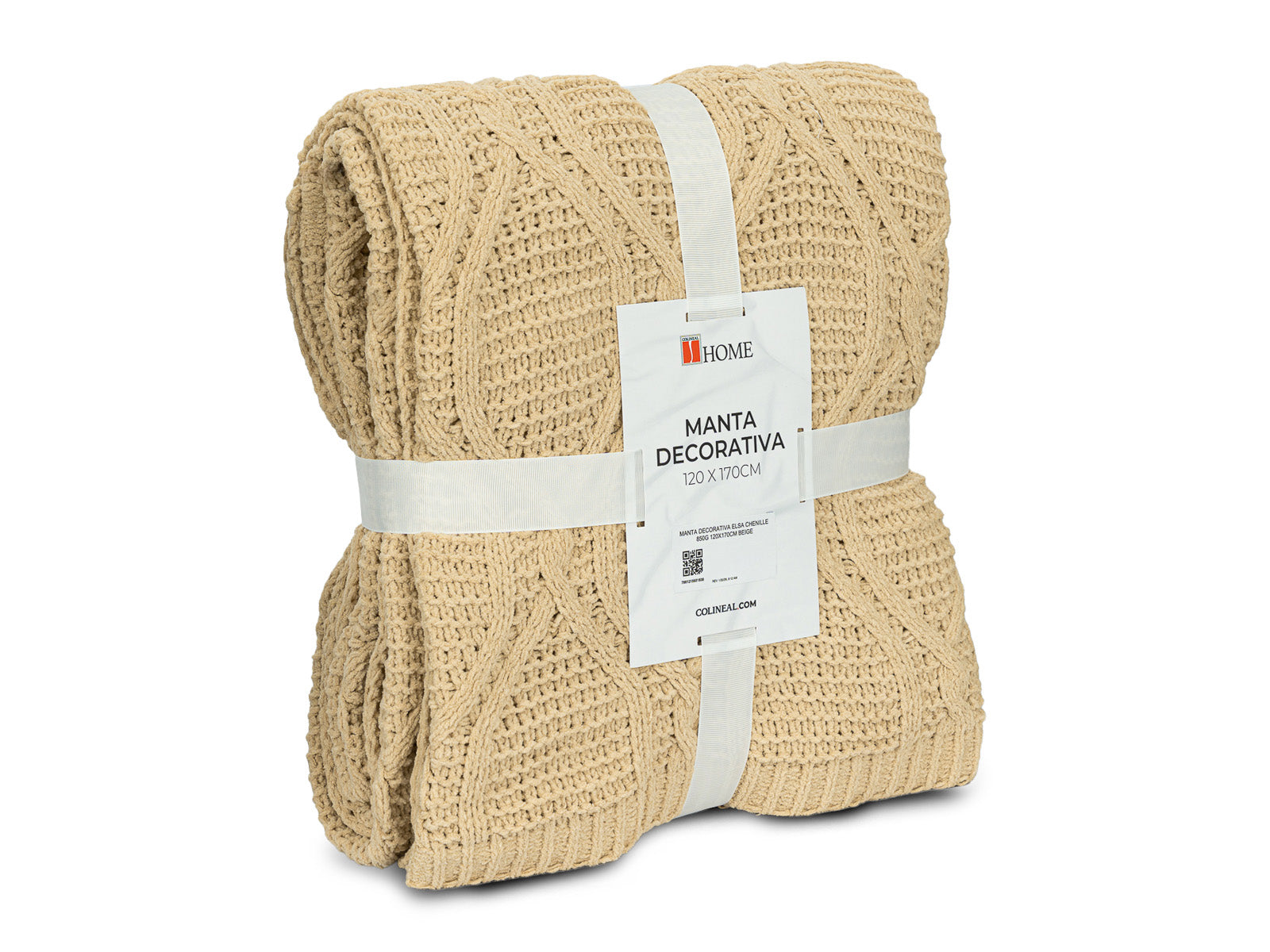 Manta Decorativa Elsa Chenille #Color_Beige