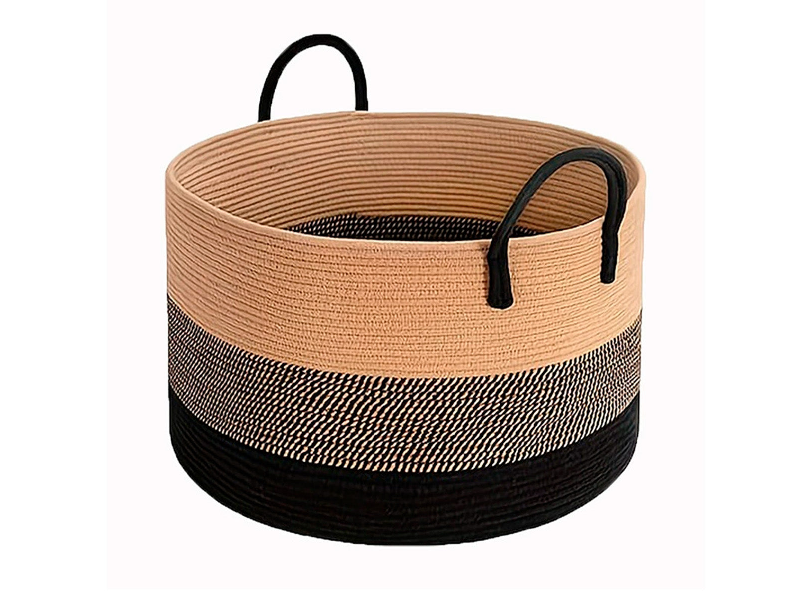 Cesto Decorativo Woody Redondo Natural Negro