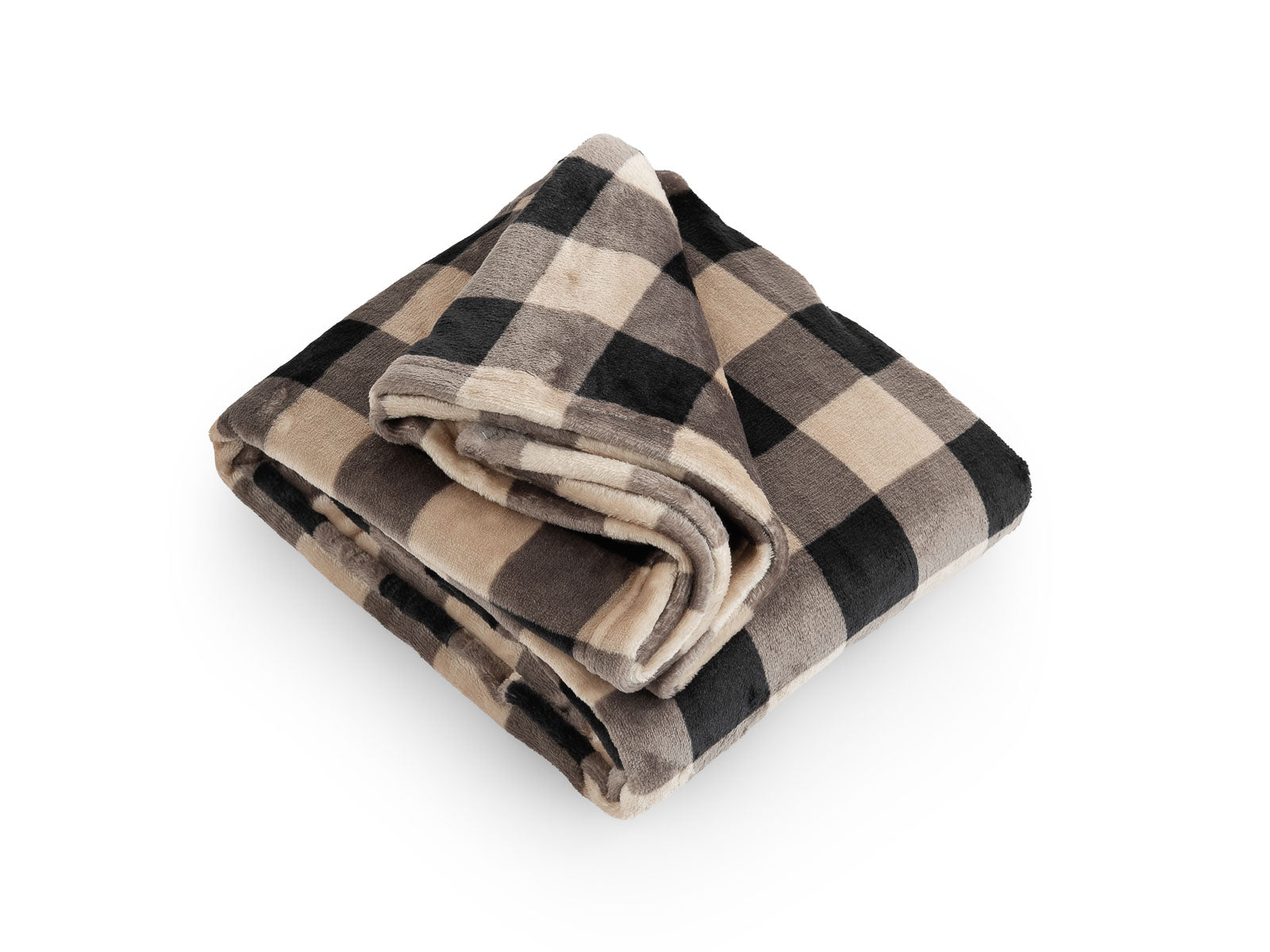 Cobija Glam Microfleece Personal #Color_CaféNegroBeigeCuadros