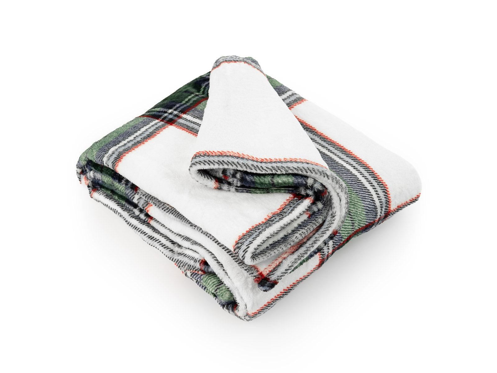Cobija Glam Microfleece Personal #Color_BlancoVerdeAzulCuadros