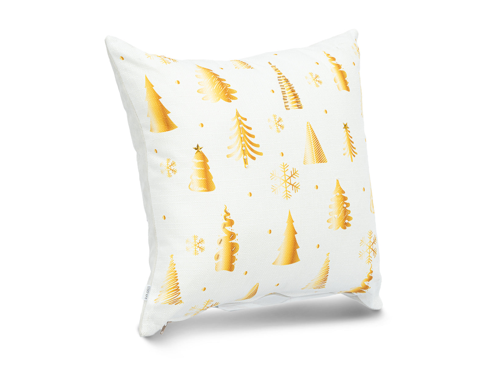Cojin Navidad Gold Bosque Blanco Cuadrado Pequeño
