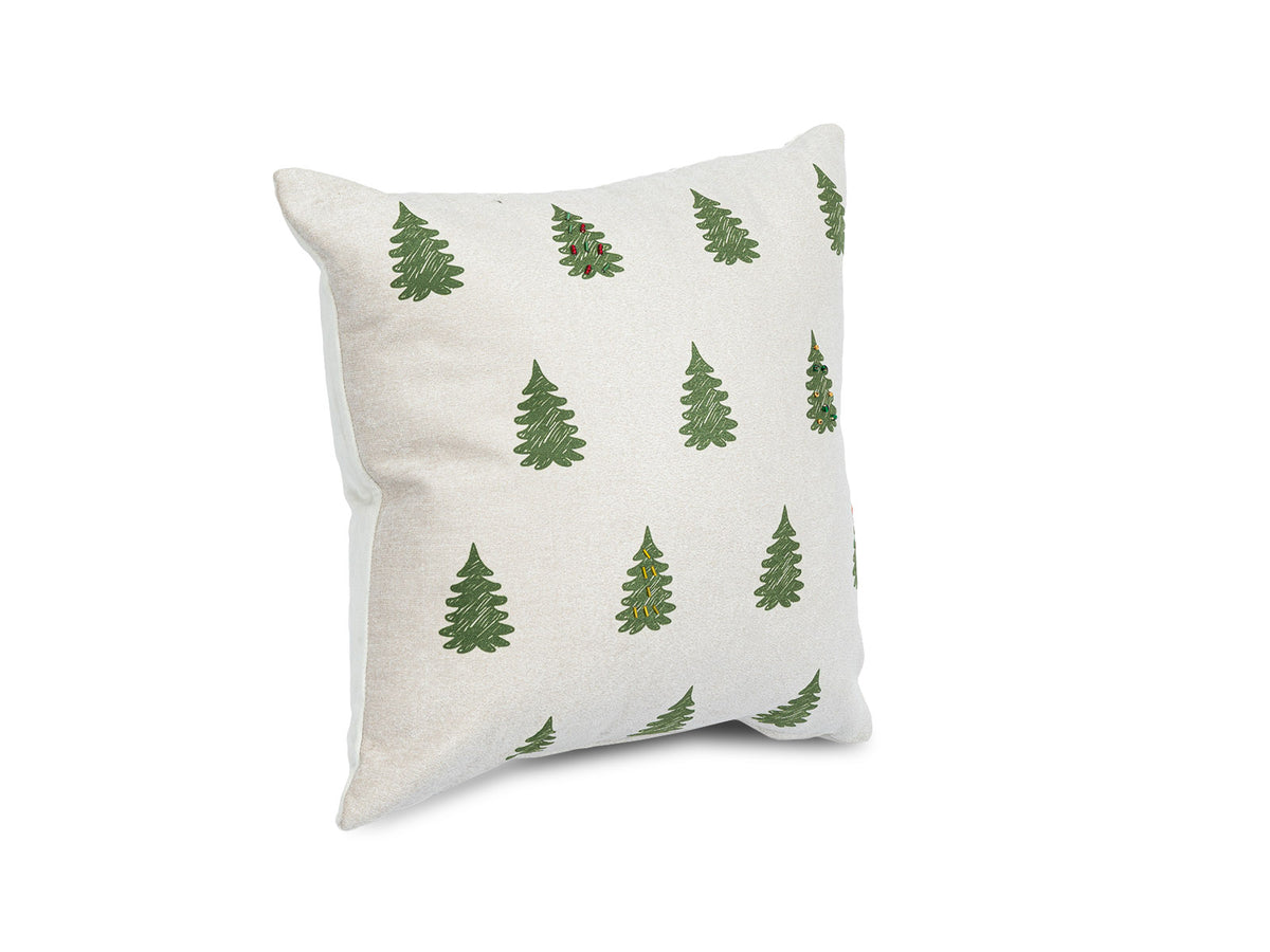 Cojin Navidad Claus Trees Beige Cuadrado Pequeño