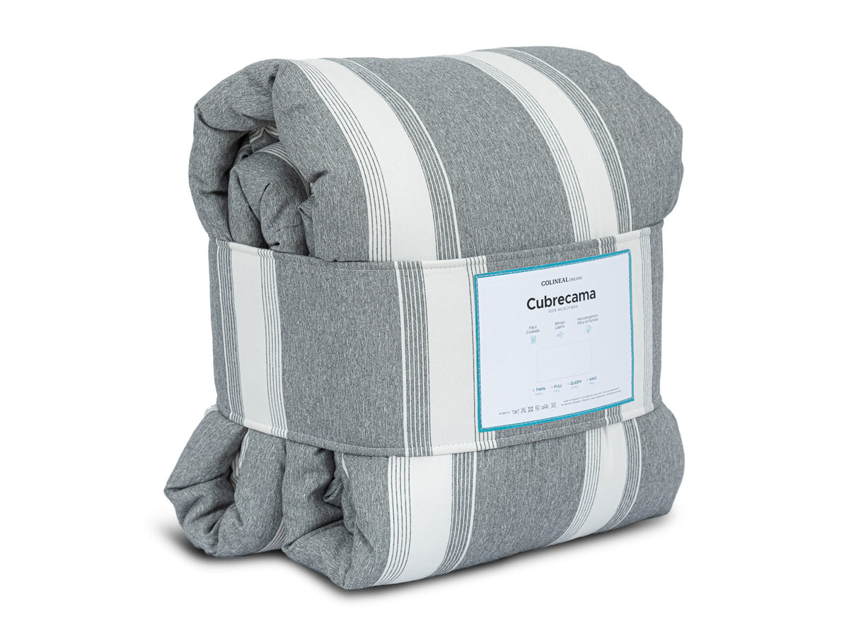 Cubrecama Meridian Luxury #Color_GrisCrudoRayas