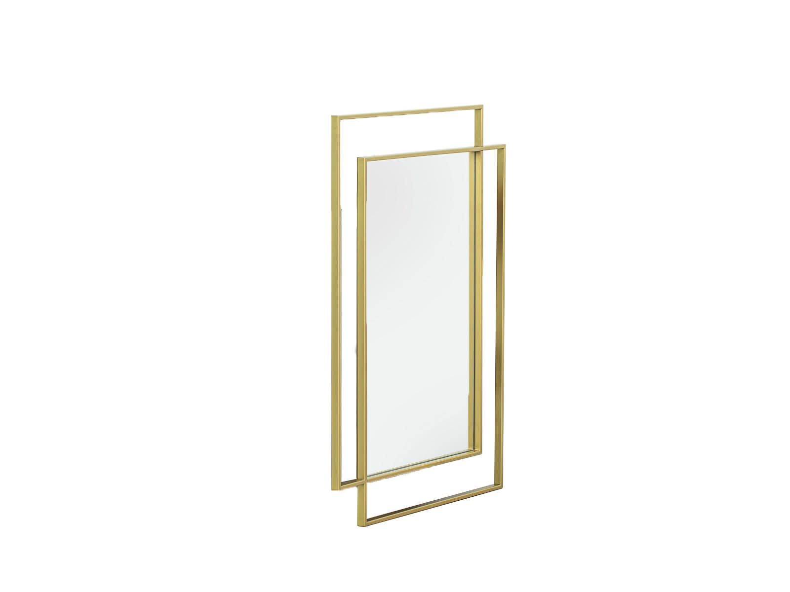Espejo Rectangle Borde Acero Dorado