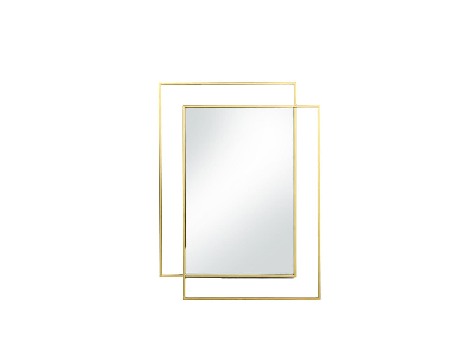 Espejo Rectangle Borde Acero Dorado