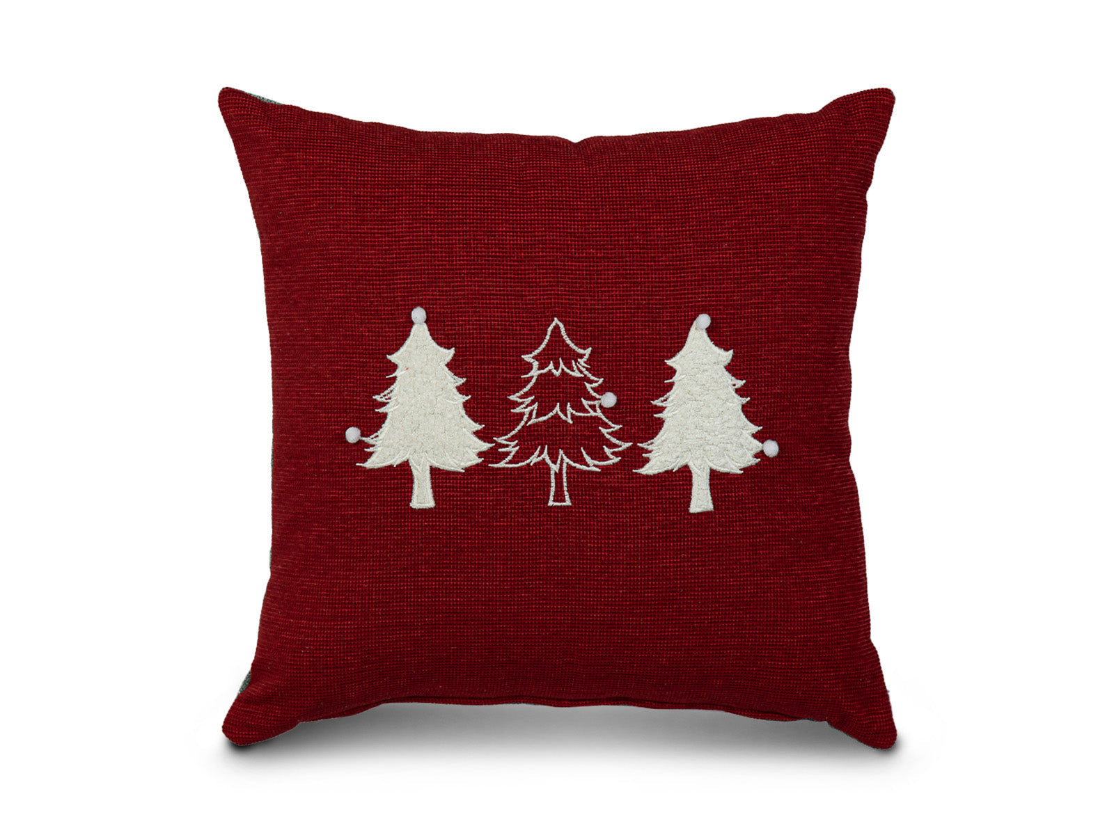 Cojin Rojo Arboles Navidad