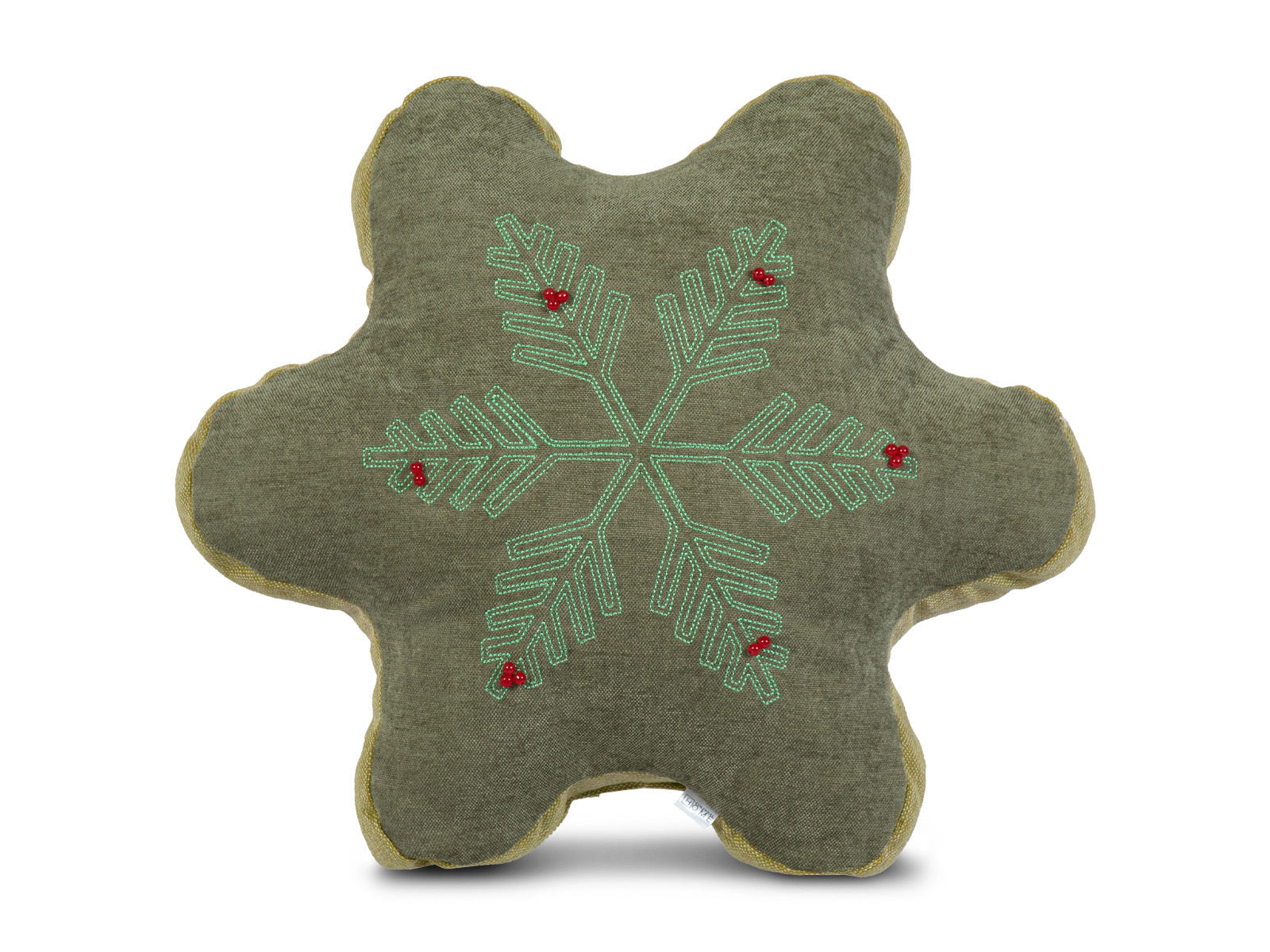 Cojin Verde Copo de Nieve Navidad