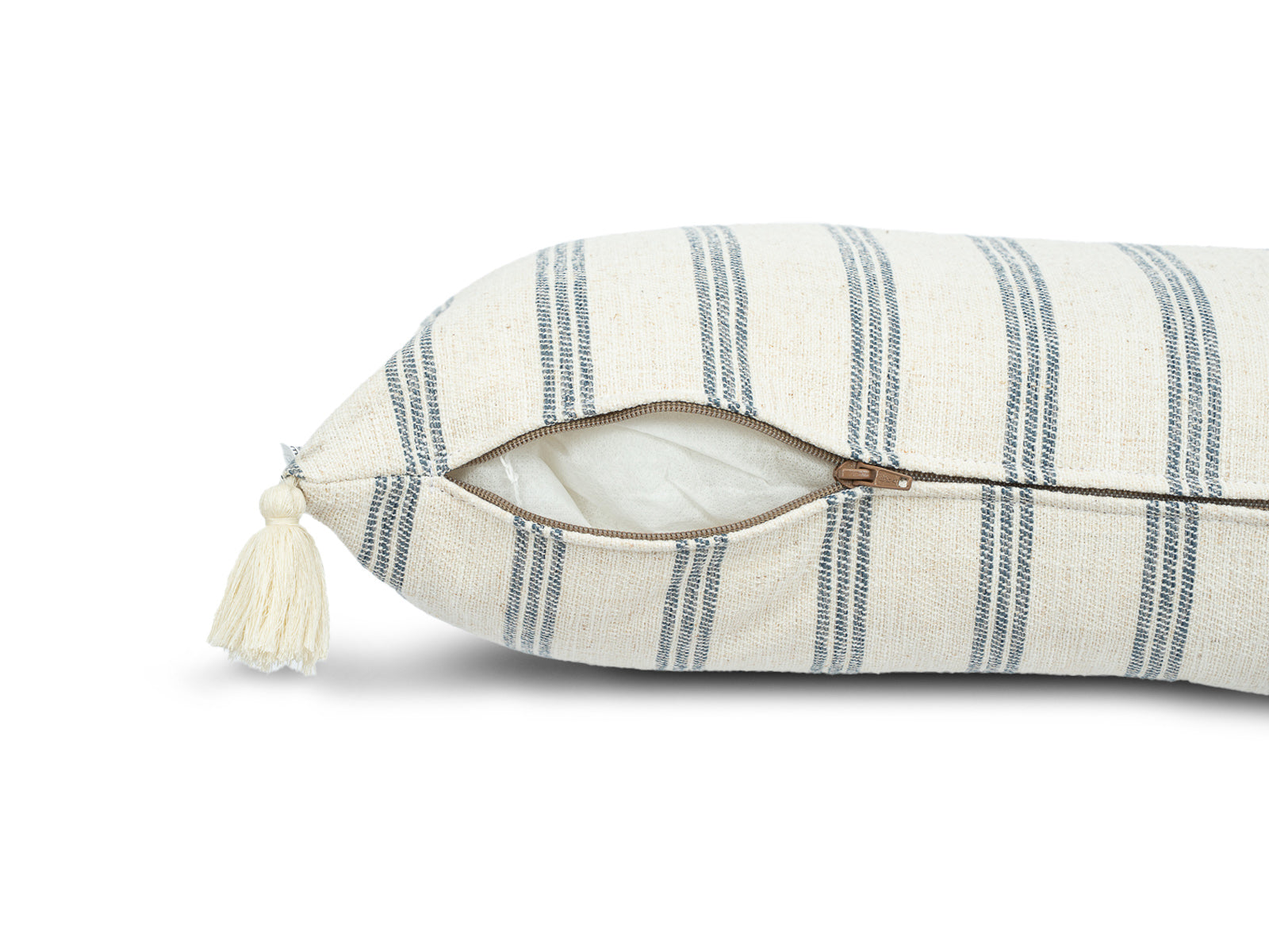Cojin Poliester Lineas Beige Azul