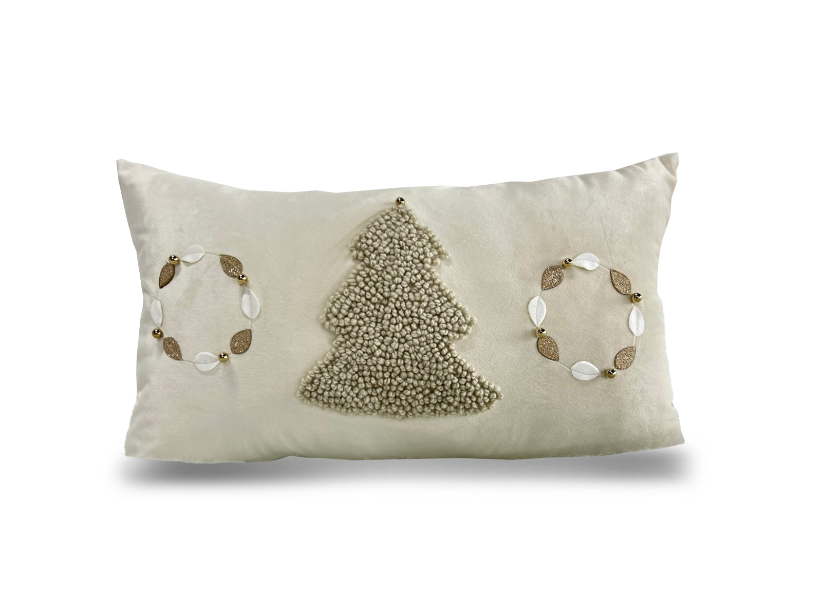 Cojin Navidad Poliester 30x50cm Arbol Beige