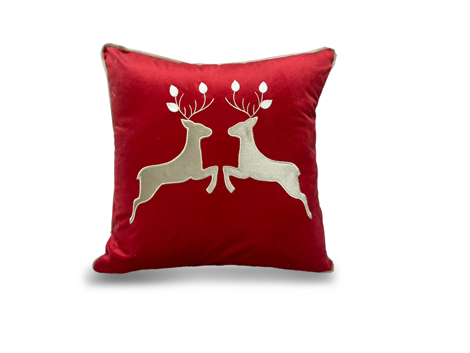 Cojin Navidad Poliester 45x45cm Renos Rojo