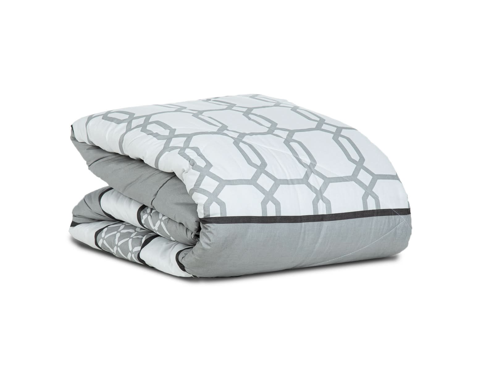 Edredon Abbey Microfibra Blanco Con Franjas Gris