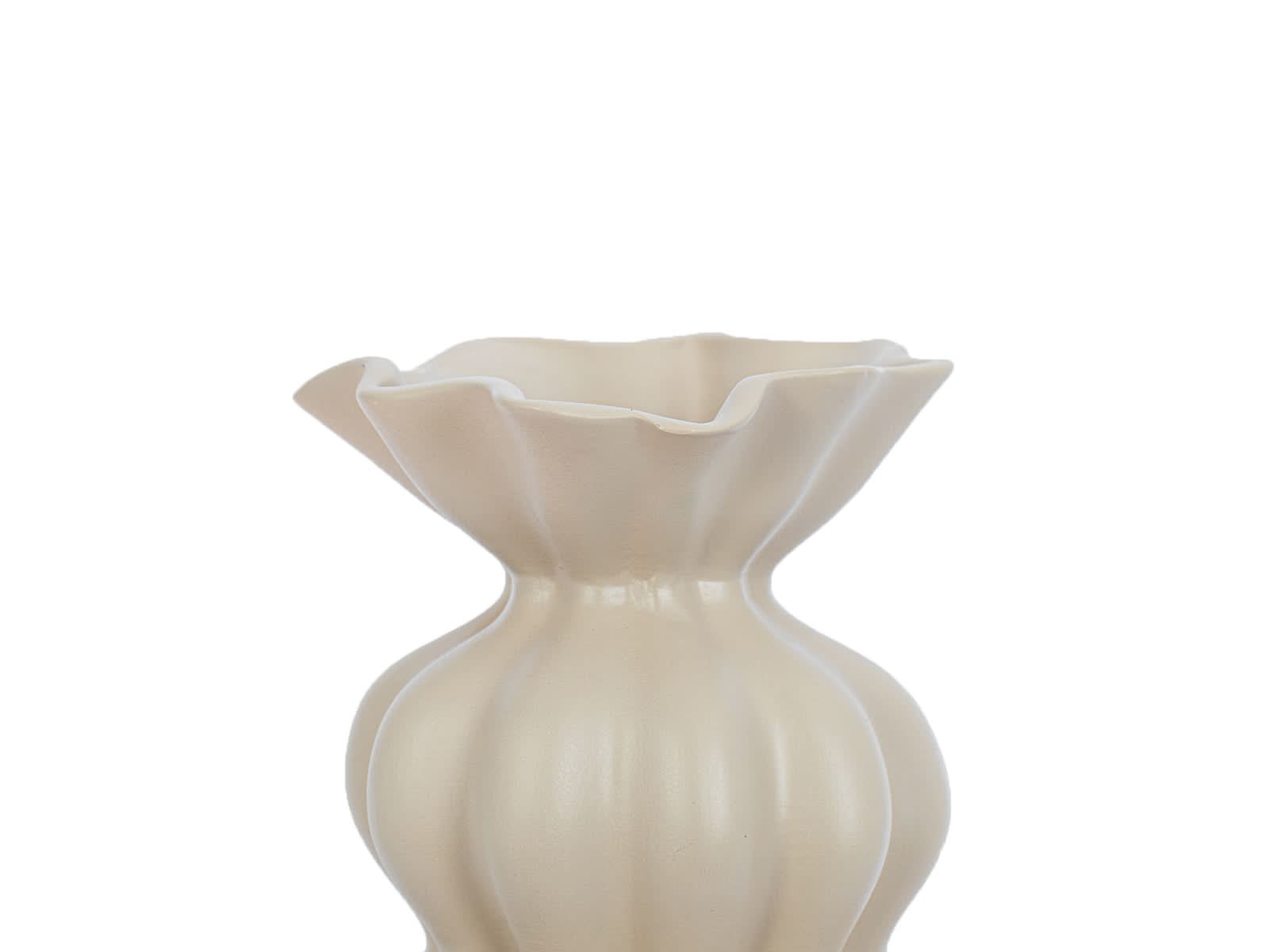Florero Ondulado Ceramica Beige
