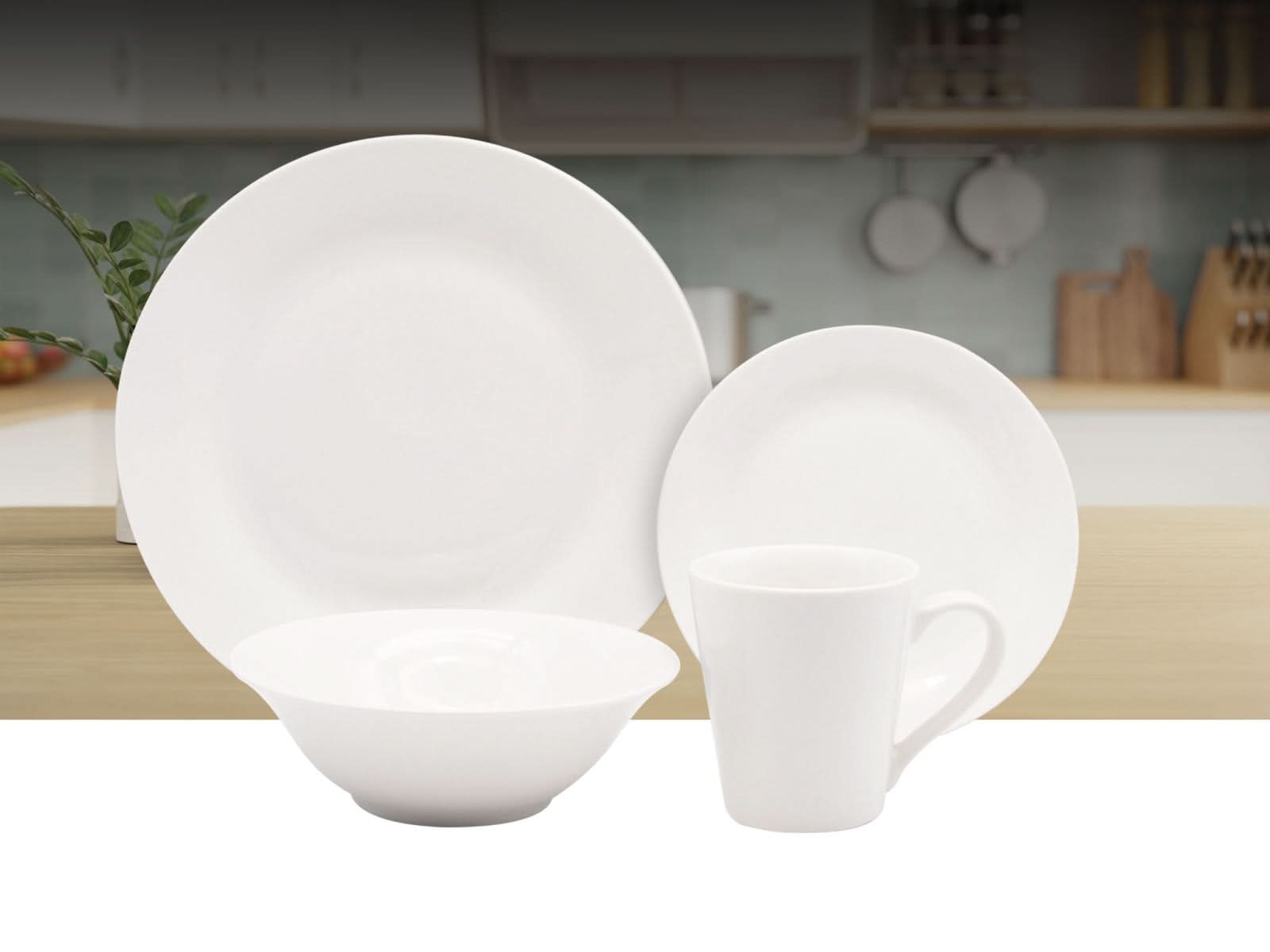 Set Vajilla Redonda Blanca 16pcs Warenhaus Menaje