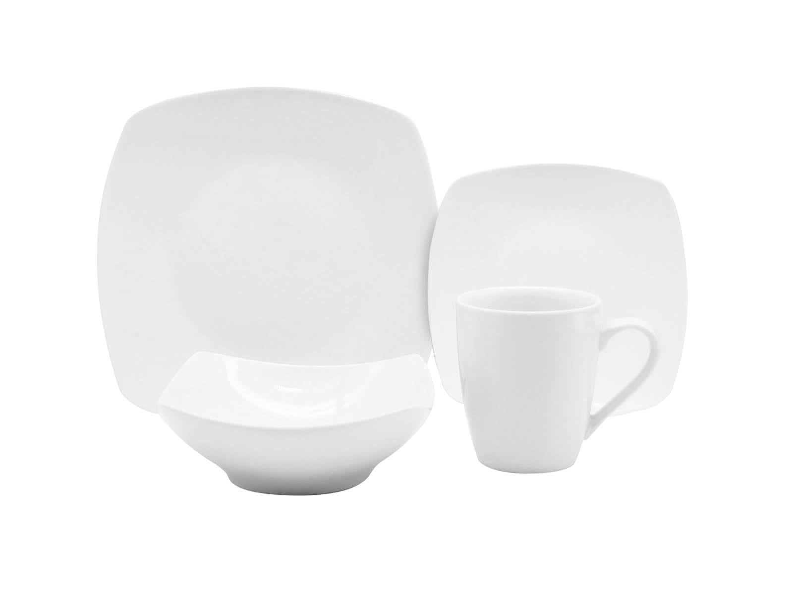 Set Vajilla Cuadrada Blanca 16pcs Warenhaus Menaje