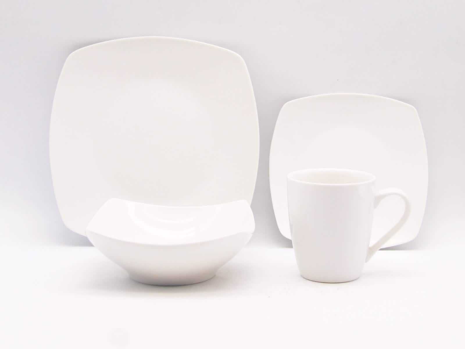 Set Vajilla Cuadrada Blanca 16pcs Warenhaus Menaje