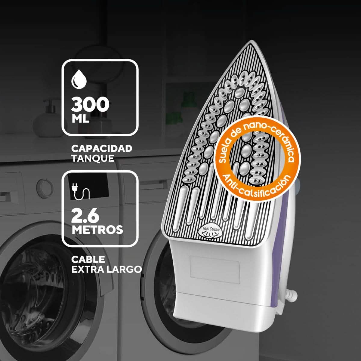 Plancha Nano Cerámica C/Violeta Warenhaus