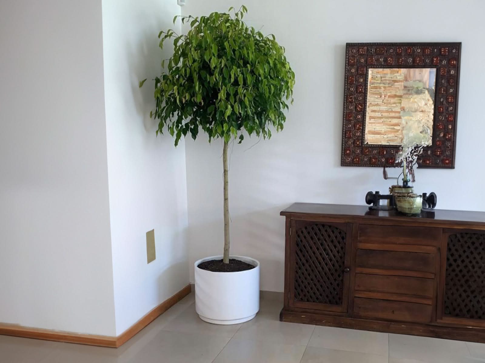 Maceta Santorini Blanca Cilindro 40x47cm Terra Verde