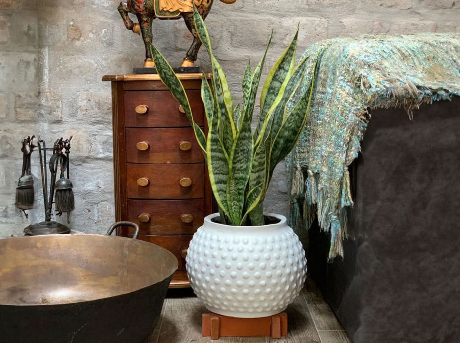 Maceta Mumbai Blanca Redonda 24x22cm Terra Verde