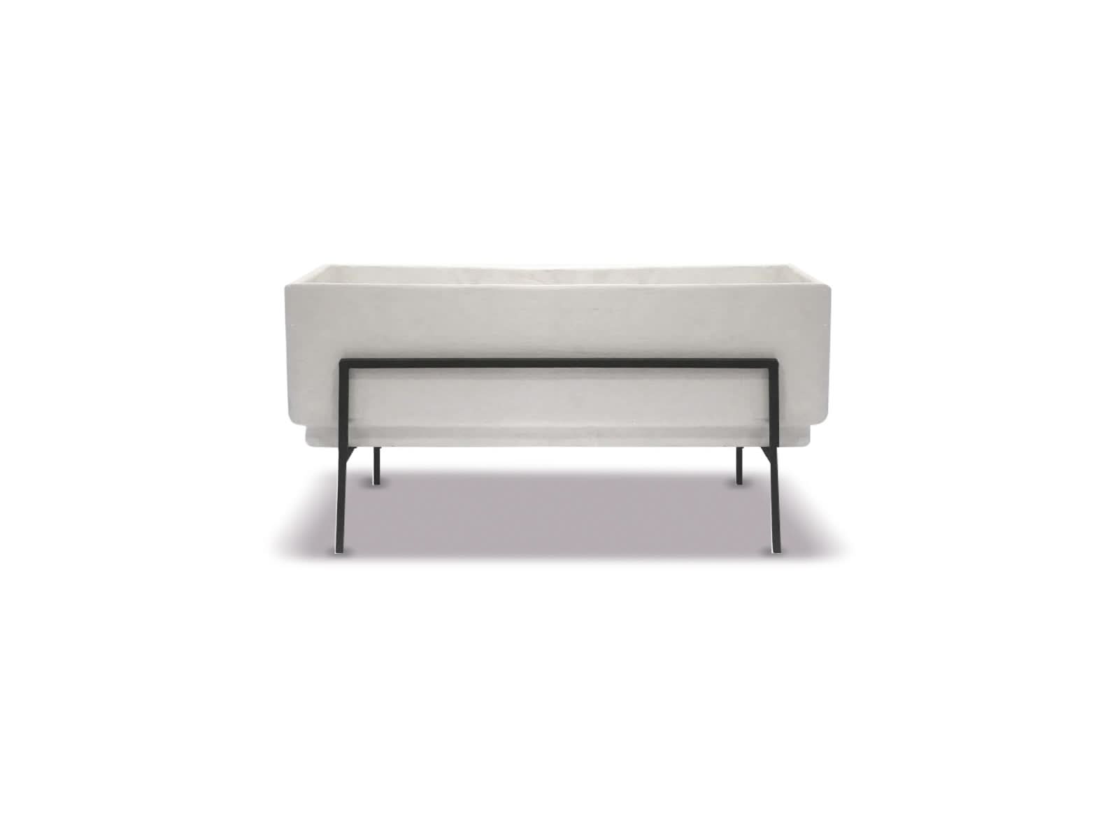Maceta Jardinera Praga + Soporte Blanca Rectangular 60x20cm Terra Verde