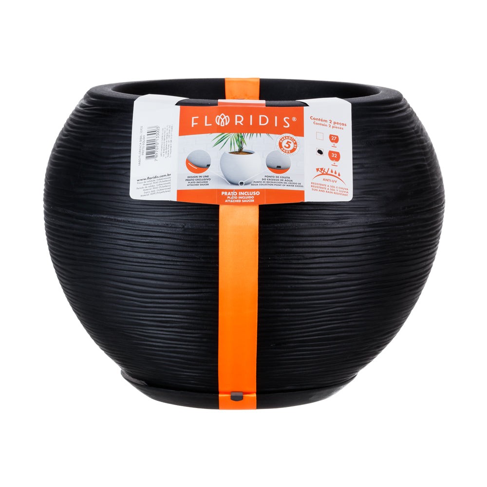 Maceta Florencia Sisal 32 x 32 cm C/Negro