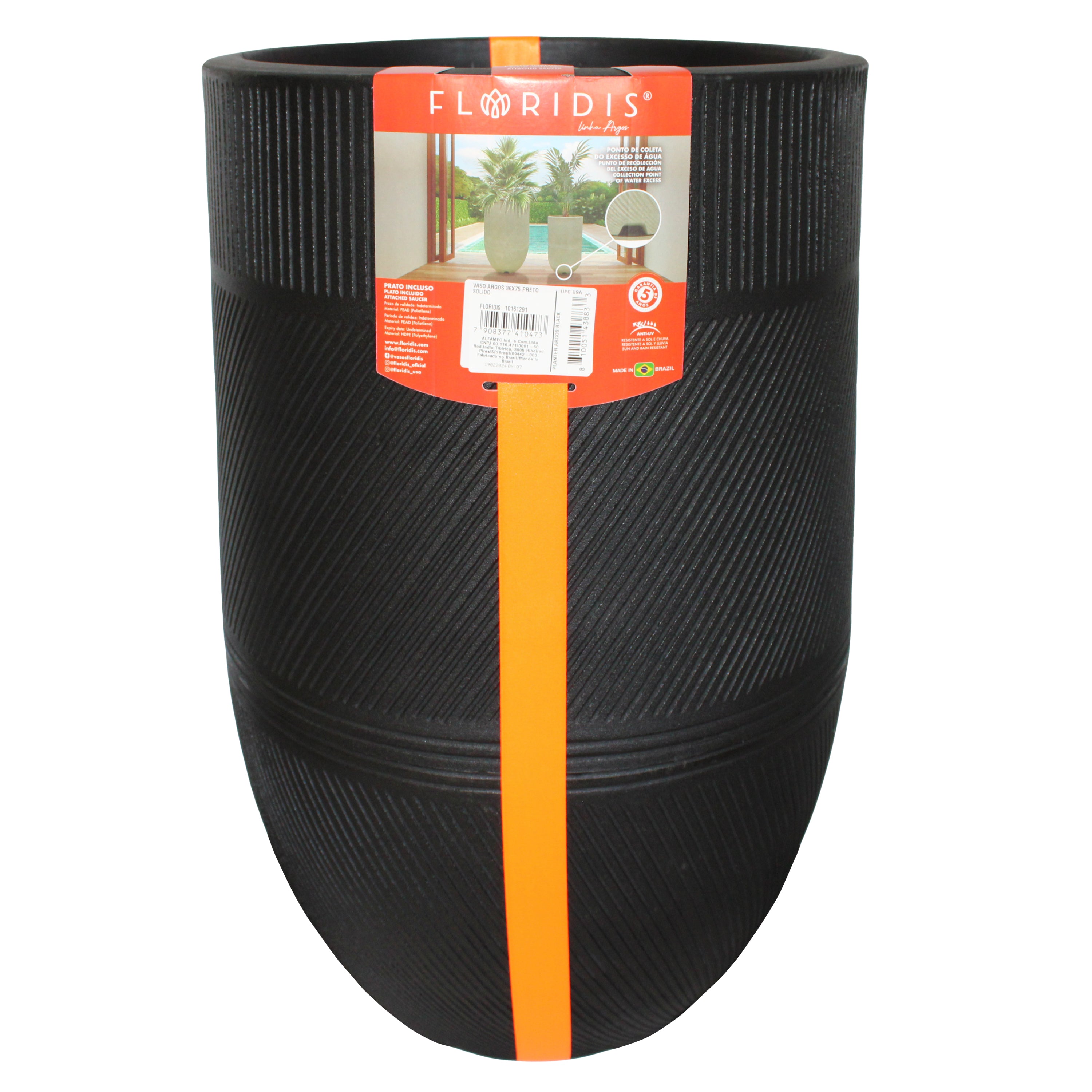 Maceta Argos 36 x 75 C/Negro Floridis