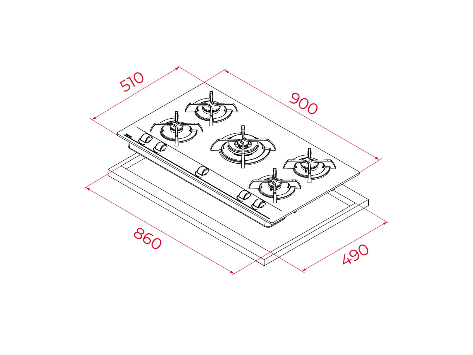 Encimera Cristal Gas GBC 95030 KBB Teka