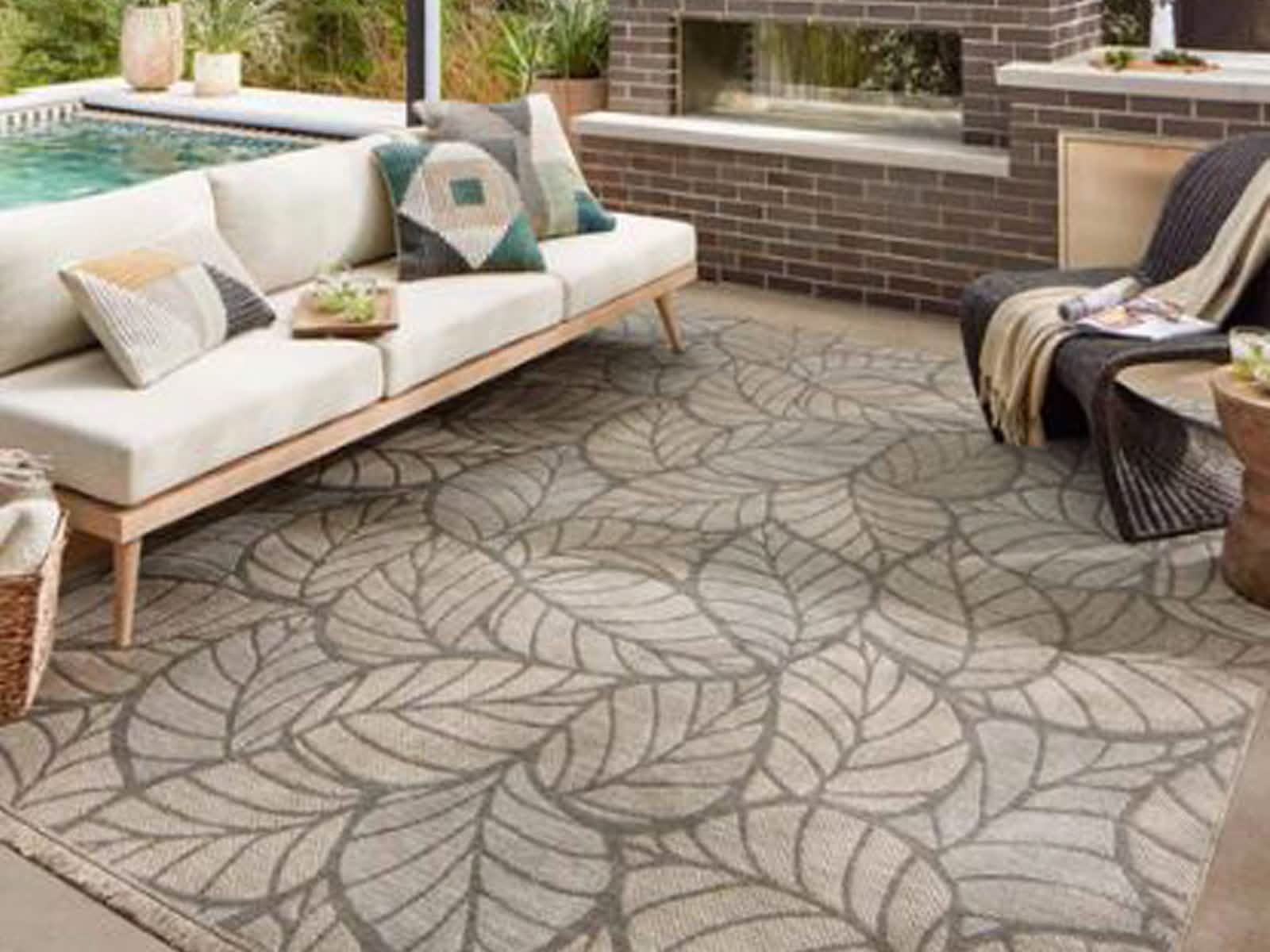 Alfombra Outdoor Terrasse Beige Hojas