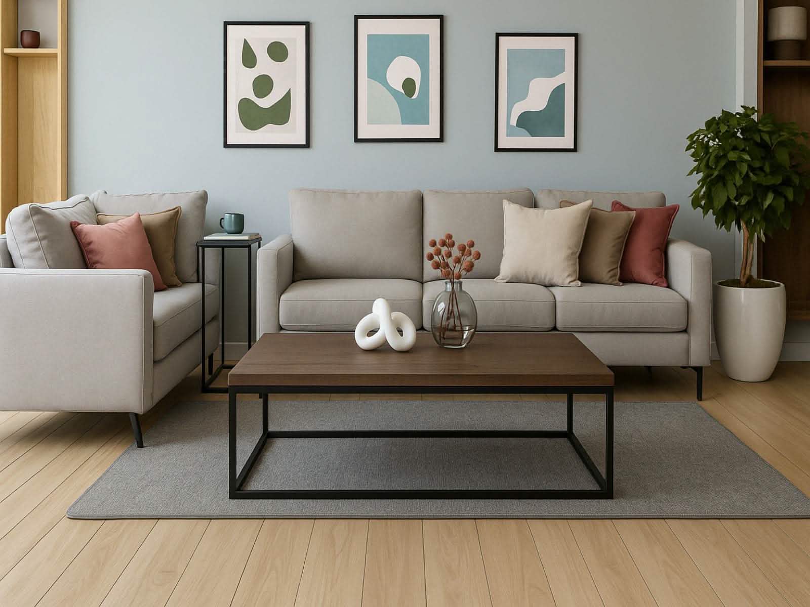 Mesa Centro French Metal Cenizo