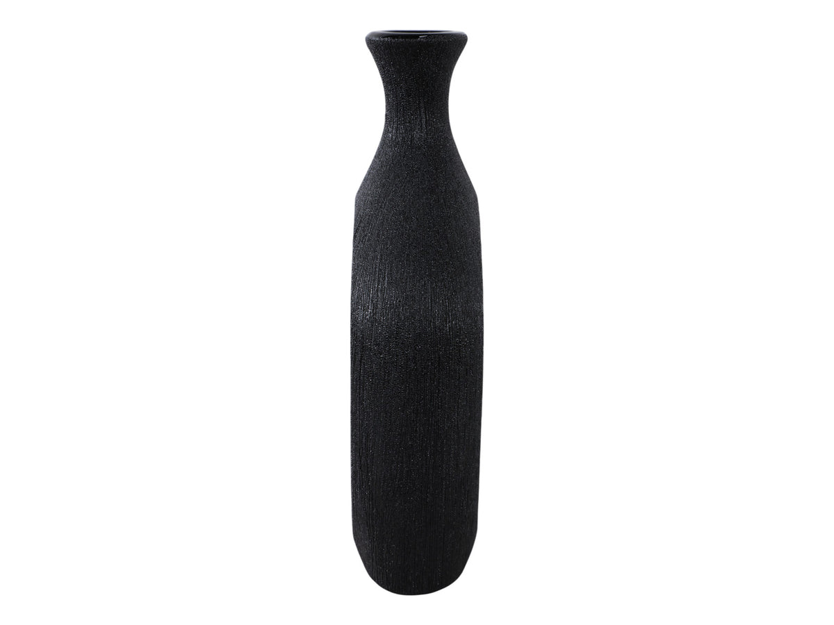 Jarron Negro de Ceramica Calado con Cuentas