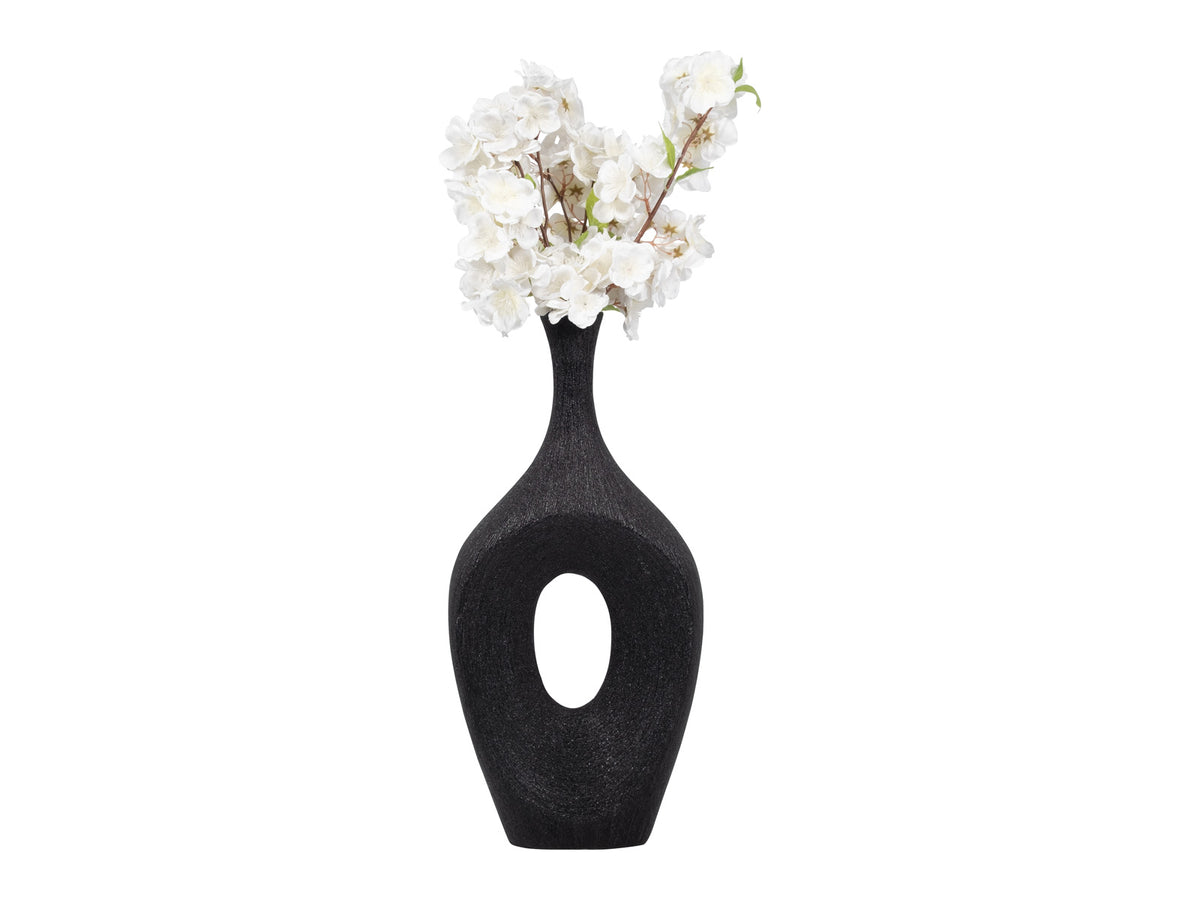 Jarron Negro de Ceramica Calado