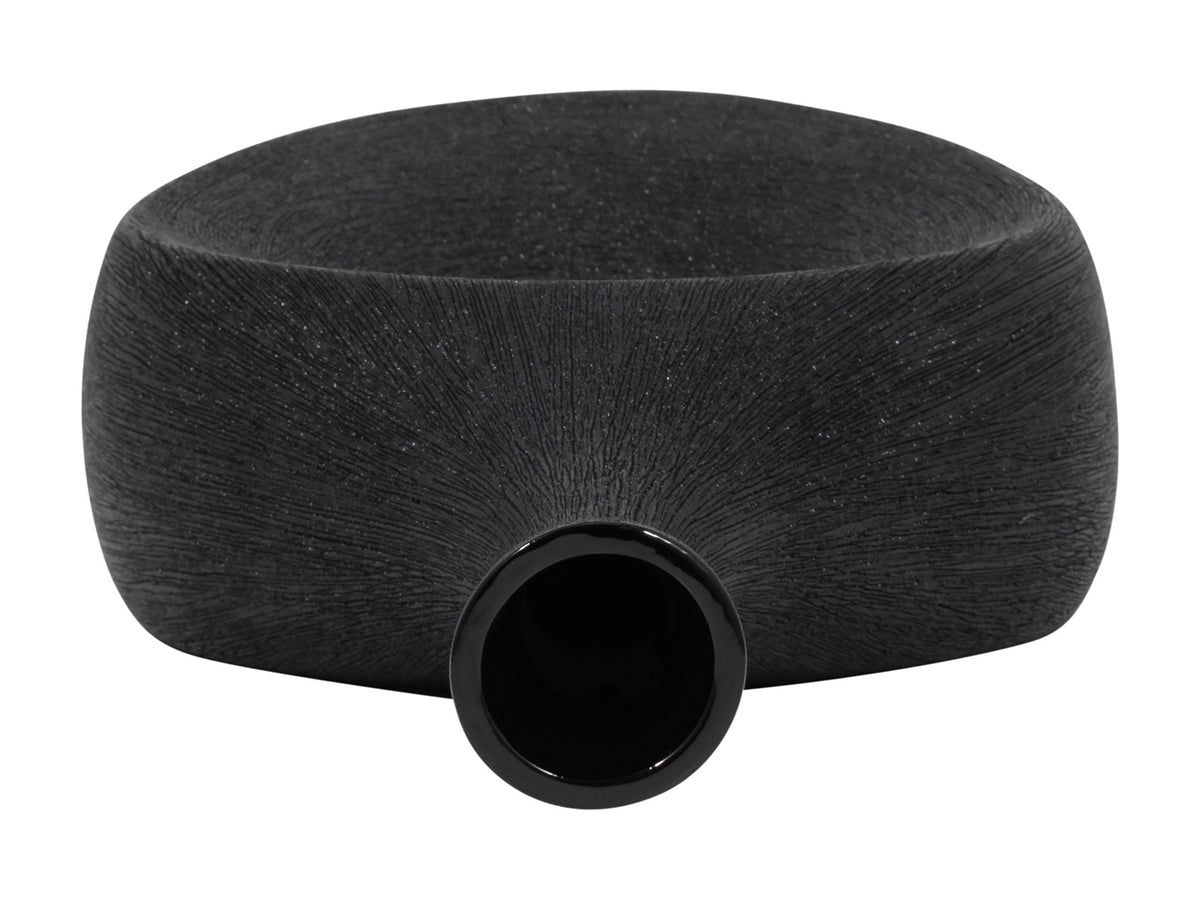 Jarron Negro de Ceramica Calado