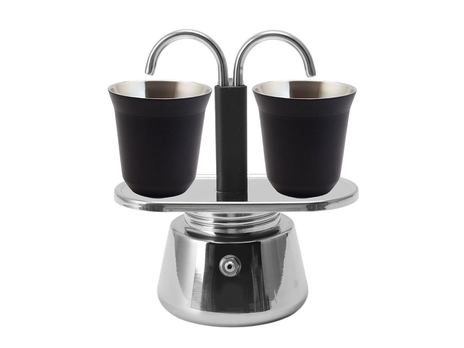 Cafetera Moka Duetto con 2 Vasos de Acero Baccio #Color_Negro