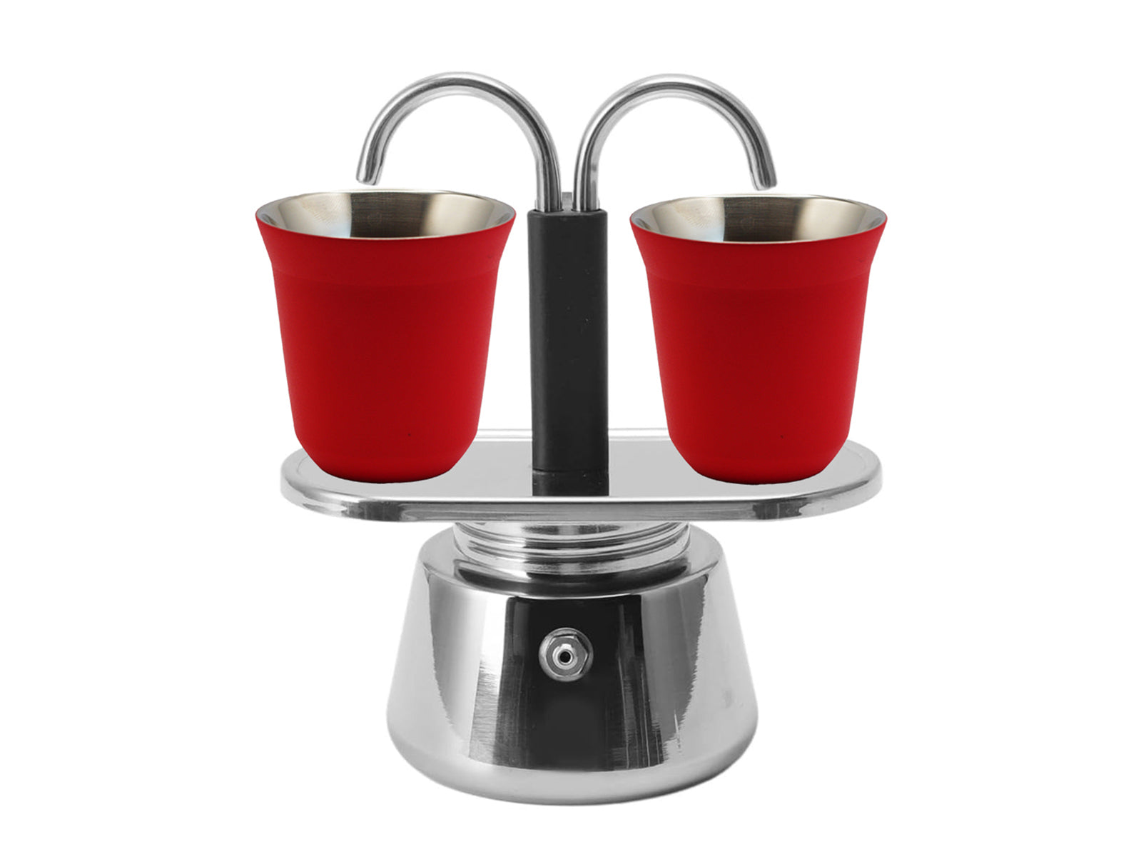Cafetera Moka Duetto con 2 Vasos de Acero Baccio #Color_Rojo
