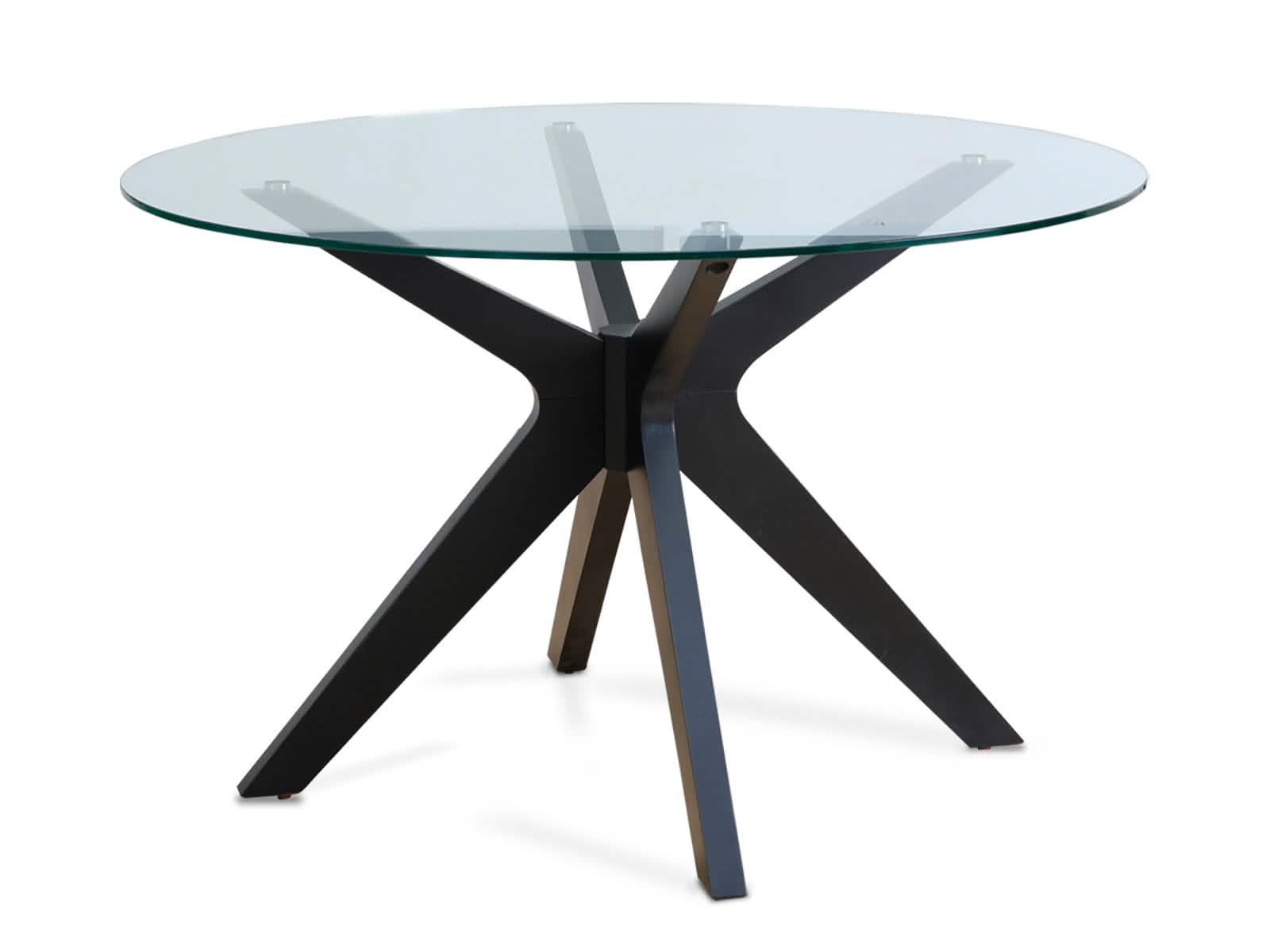 Mesa Comedor Circular Bacoli Vidrio Patas Negras