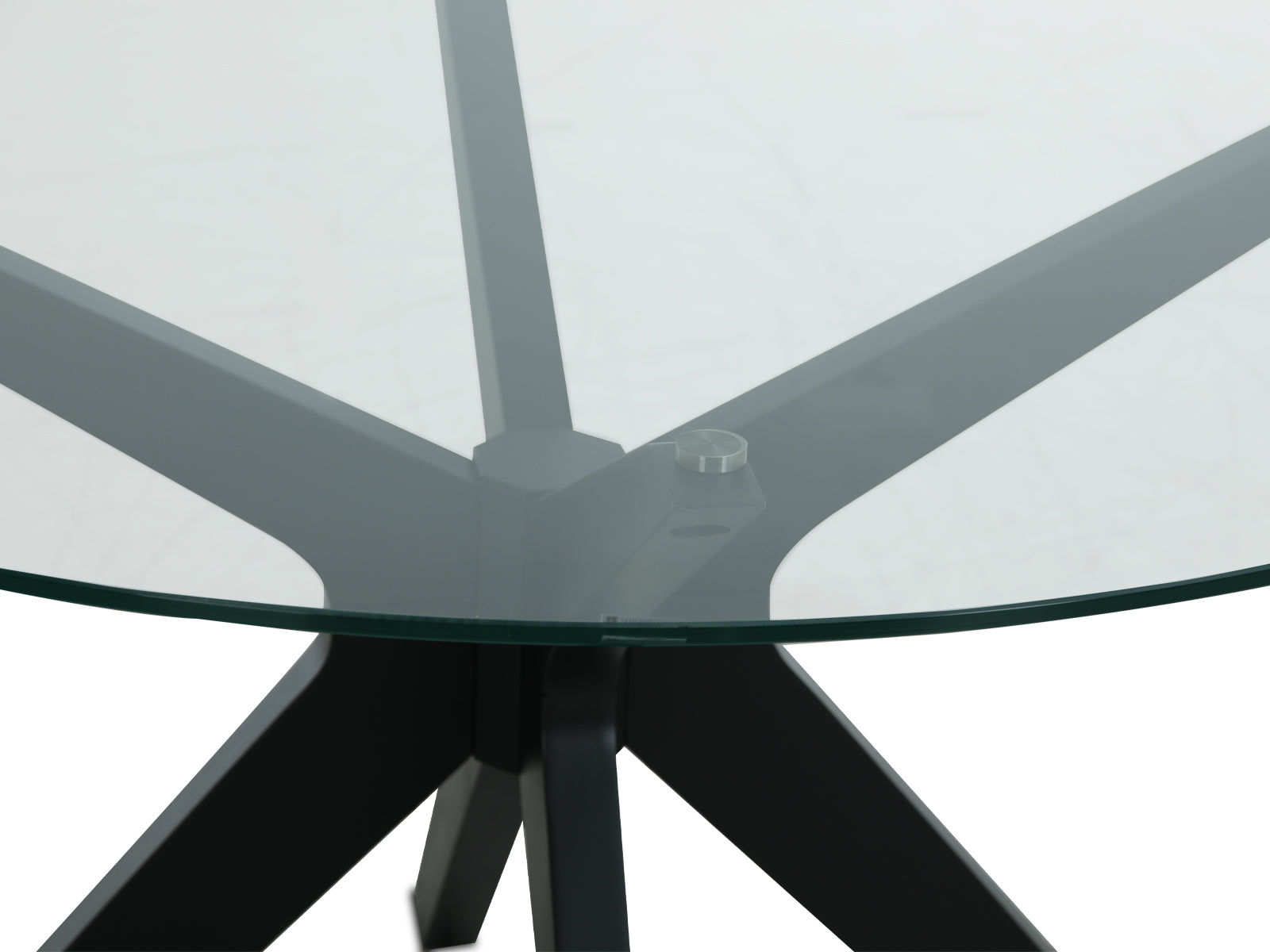 Mesa Comedor Circular Bacoli Vidrio Patas Negras
