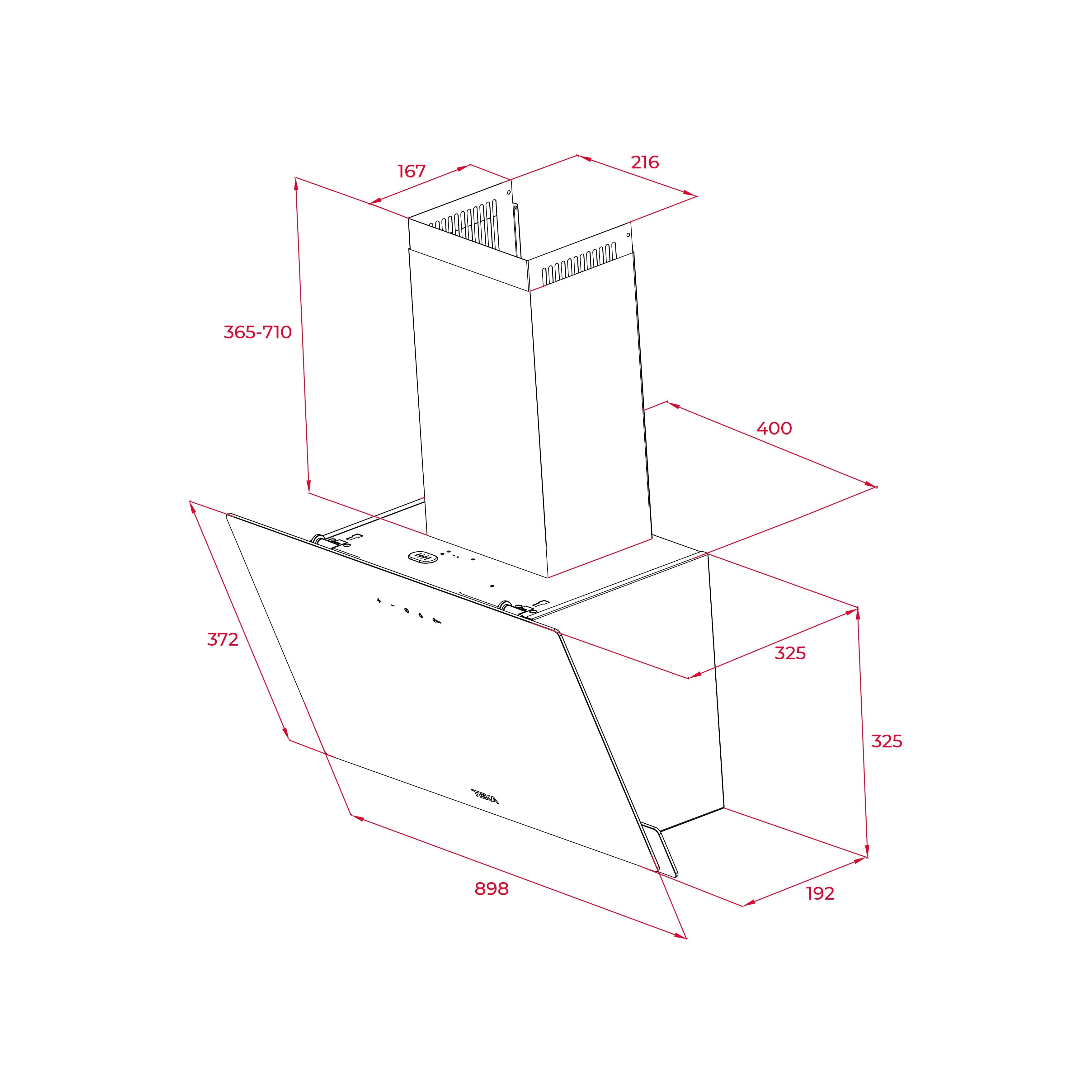 Campana Vertical Cristal Frontal Negrodvn 94030 TCL BK Teka