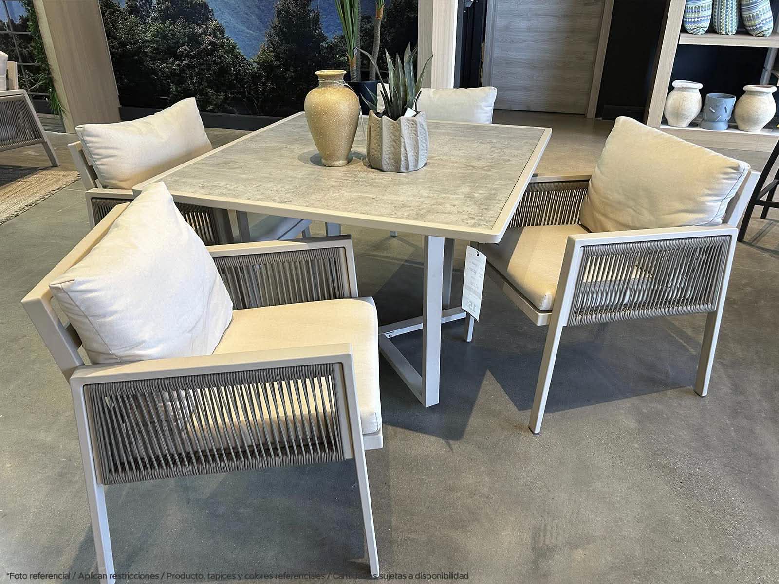 Mesa Comedor Outdoor Alin Cuadrada + 4 Sillas