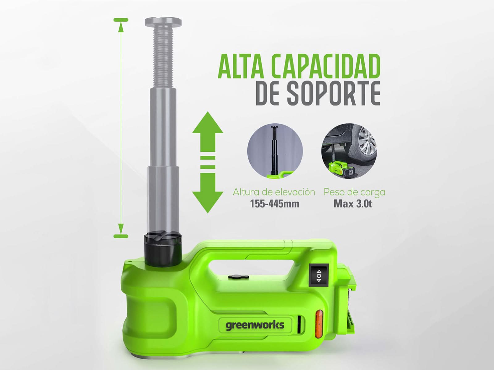 Gato Hidraulico 24V Para Vehiculos Greenworks