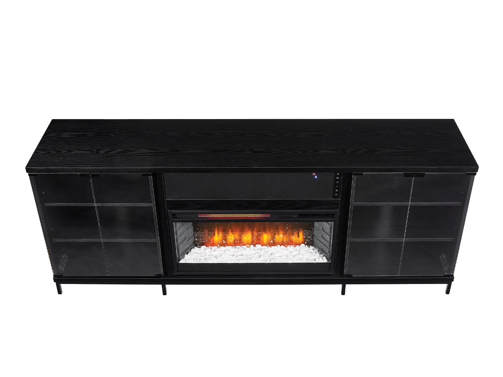 Chimenea Fullerton Roble Negro + Parlante BT Integrado