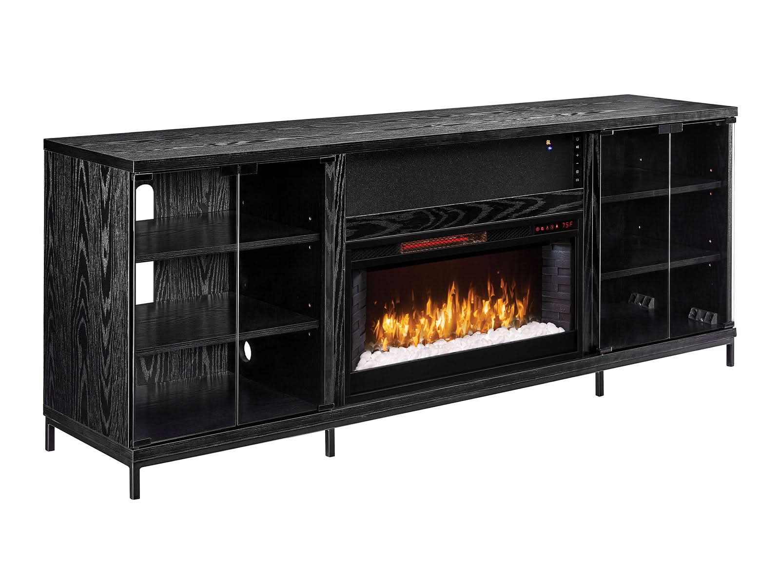 Chimenea Fullerton Roble Negro + Parlante BT Integrado