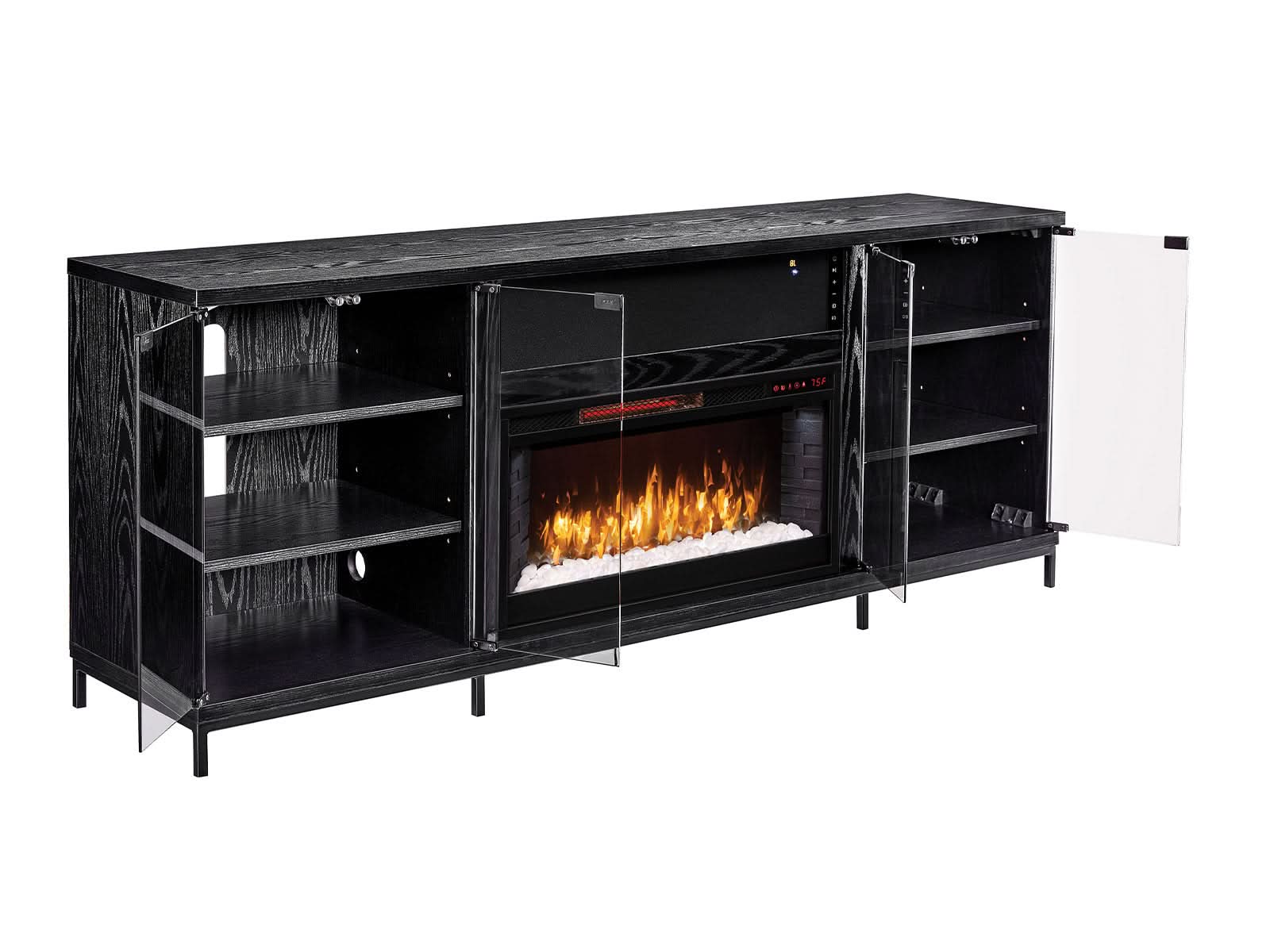 Chimenea Fullerton Roble Negro + Parlante BT Integrado