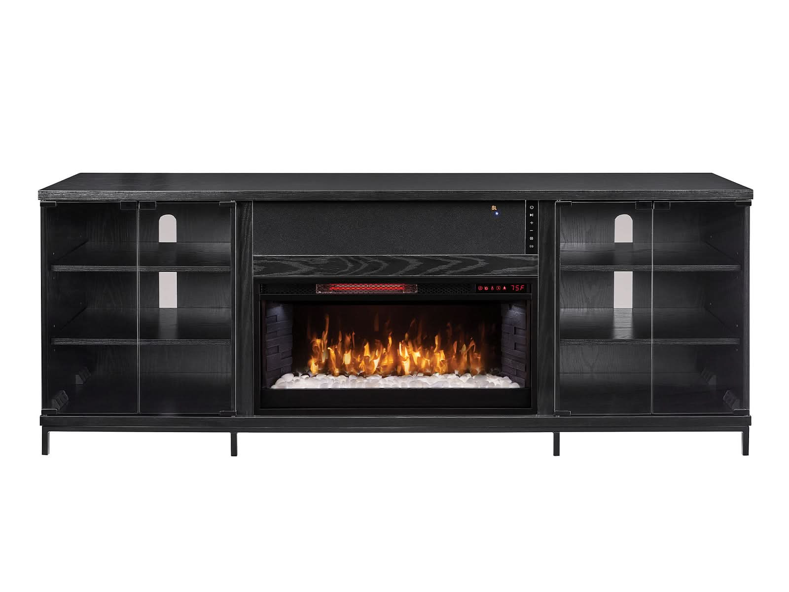 Chimenea Fullerton Roble Negro + Parlante BT Integrado