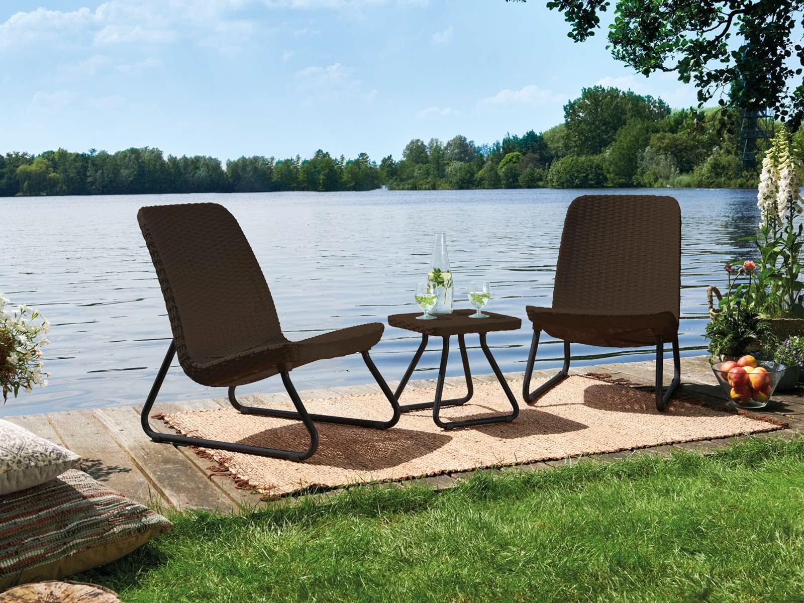 Sillon Auxiliar Rio Outdoor Set x2 + Mesa Centro #Color_SaddleBrown"2448"